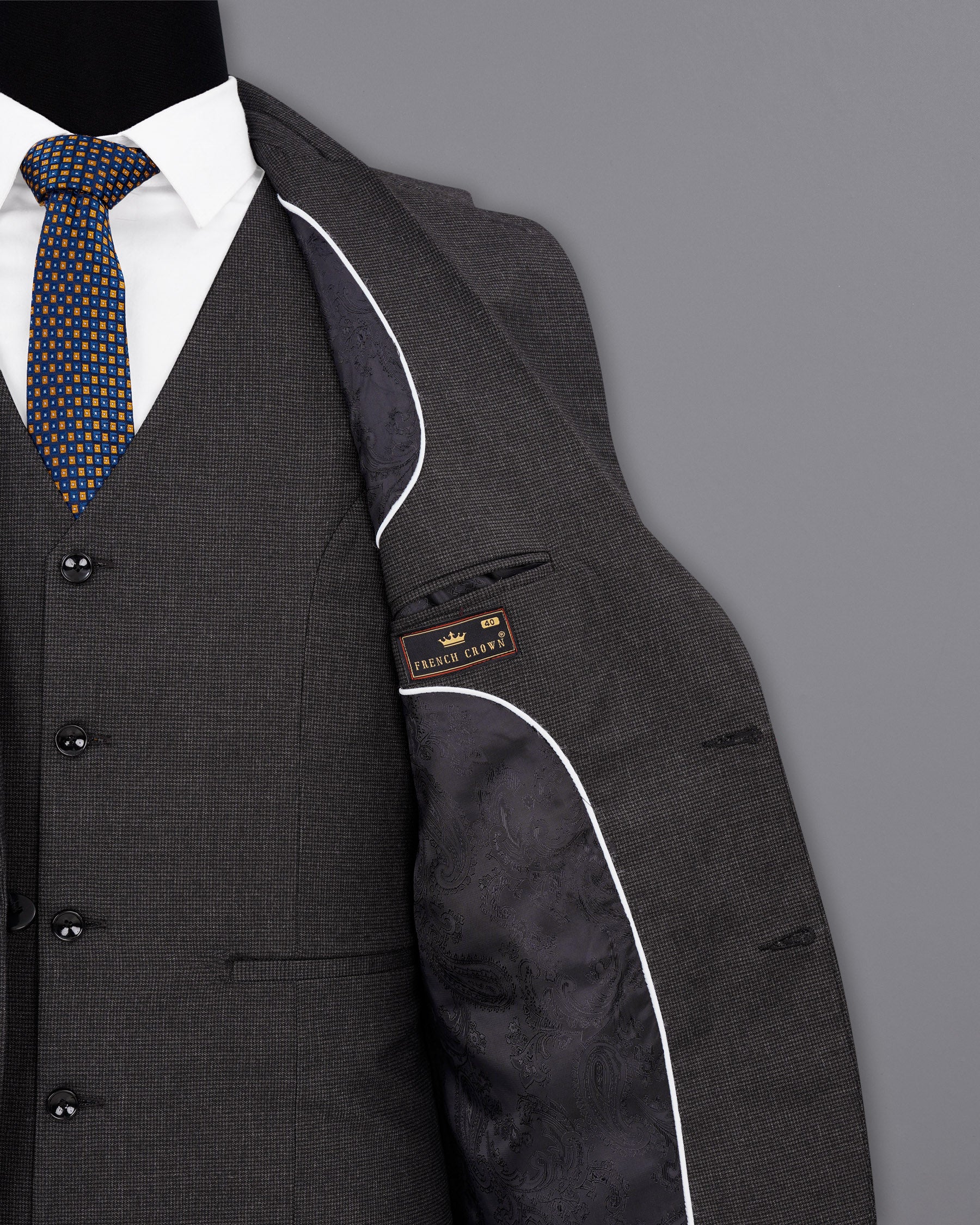 Baltic Sea Grey Textured Blazer BL1925-SB-36,BL1925-SB-38,BL1925-SB-40,BL1925-SB-42,BL1925-SB-44,BL1925-SB-46,BL1925-SB-48,BL1925-SB-50,BL1925-SB-52,BL1925-SB-54,BL1925-SB-56,BL1925-SB-58,BL1925-SB-60