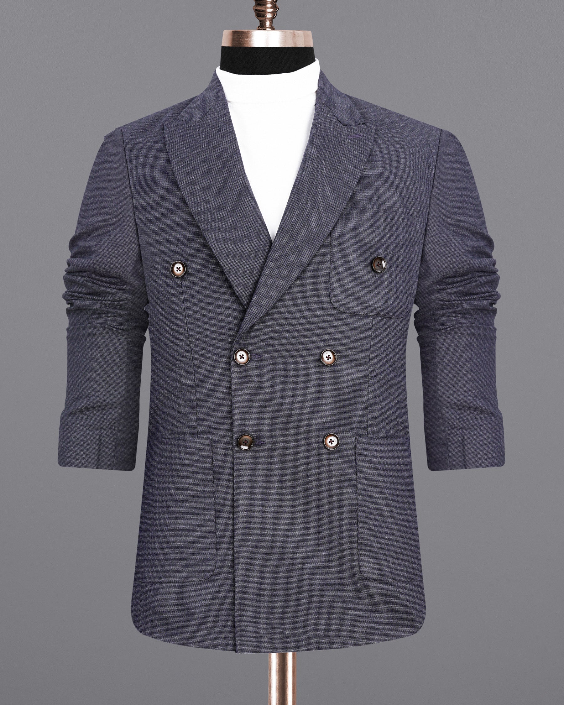 Scarpa Flow Gray Double Breasted Sports Blazer BL1979-DB-PP-36, BL1979-DB-PP-38, BL1979-DB-PP-40, BL1979-DB-PP-42, BL1979-DB-PP-44, BL1979-DB-PP-46, BL1979-DB-PP-48, BL1979-DB-PP-50, BL1979-DB-PP-52, BL1979-DB-PP-54, BL1979-DB-PP-56, BL1979-DB-PP-58, BL1979-DB-PP-60