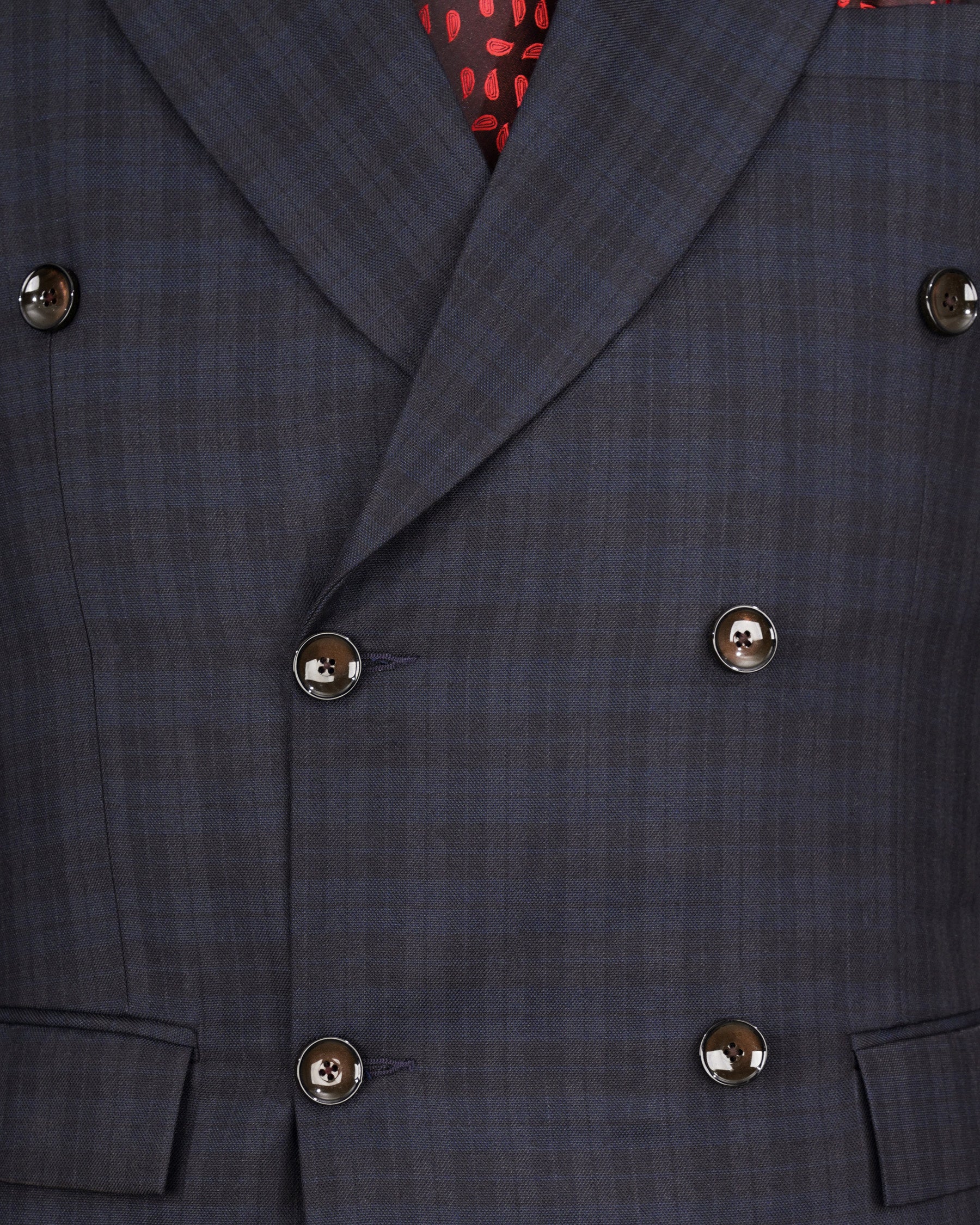 Cloud Burst Navy Blue with Iridium Gray Plaid Double Breasted Blazer BL2093-DB-36, BL2093-DB-38, BL2093-DB-40, BL2093-DB-42, BL2093-DB-44, BL2093-DB-46, BL2093-DB-48, BL2093-DB-50, BL2093-DB-52, BL2093-DB-54, BL2093-DB-56, BL2093-DB-58, BL2093-DB-60