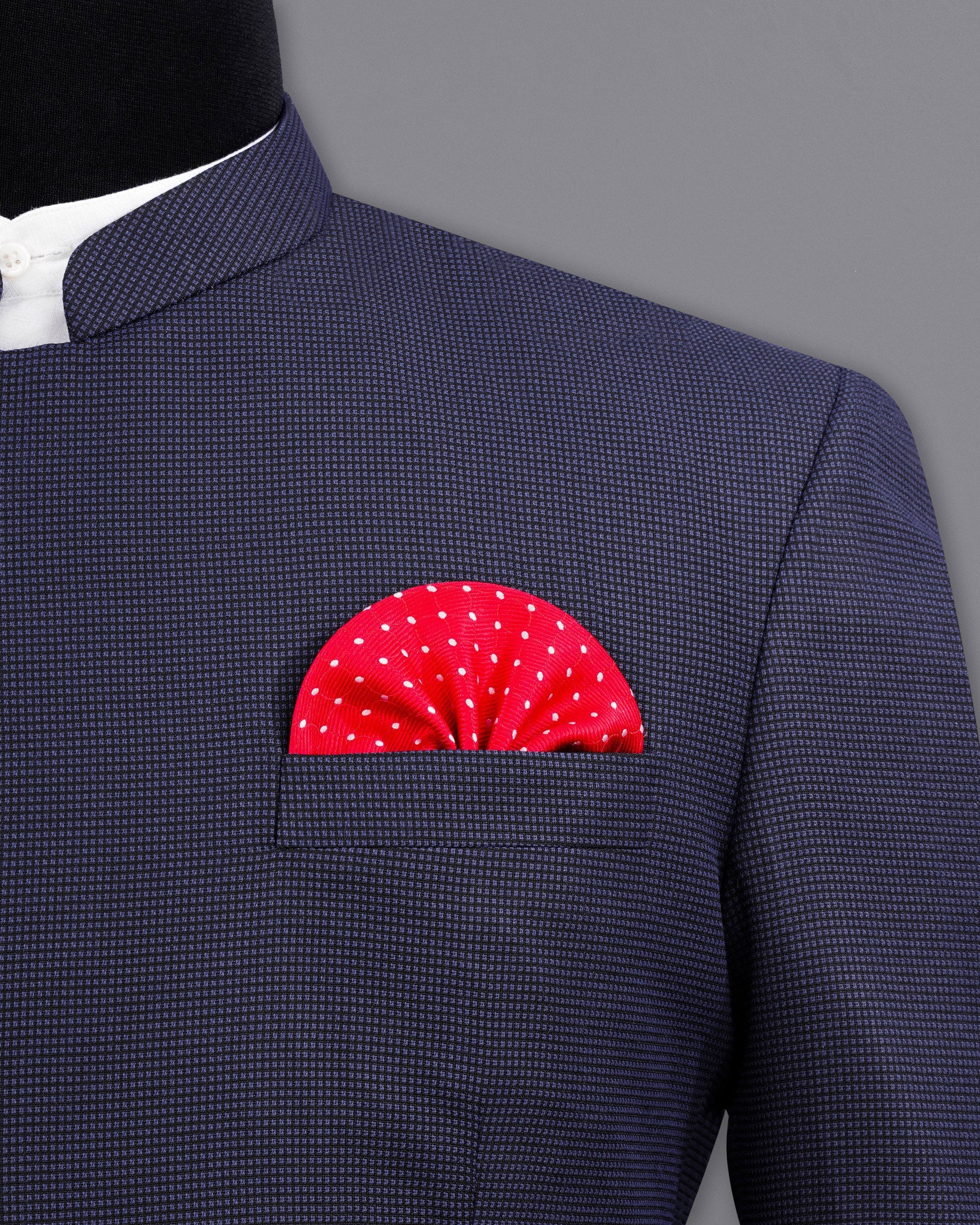 Ebony Clay Blue Cross Placket Bandhgala Blazer