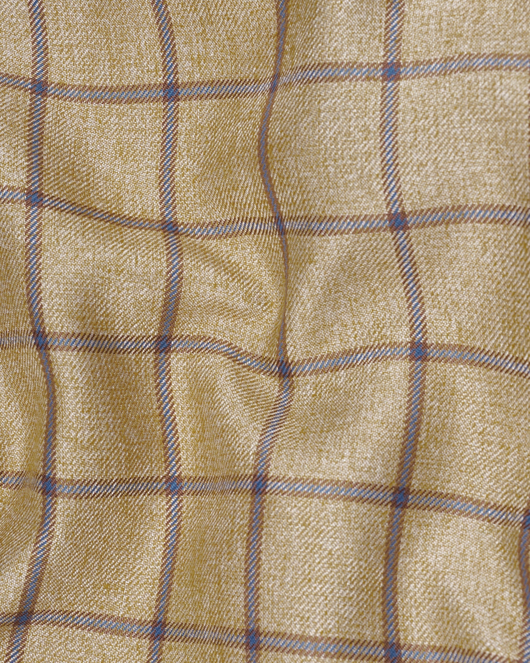 Mongoose Brown with Dianne Blue Windowpane Cross Placket Bandhgala Blazer