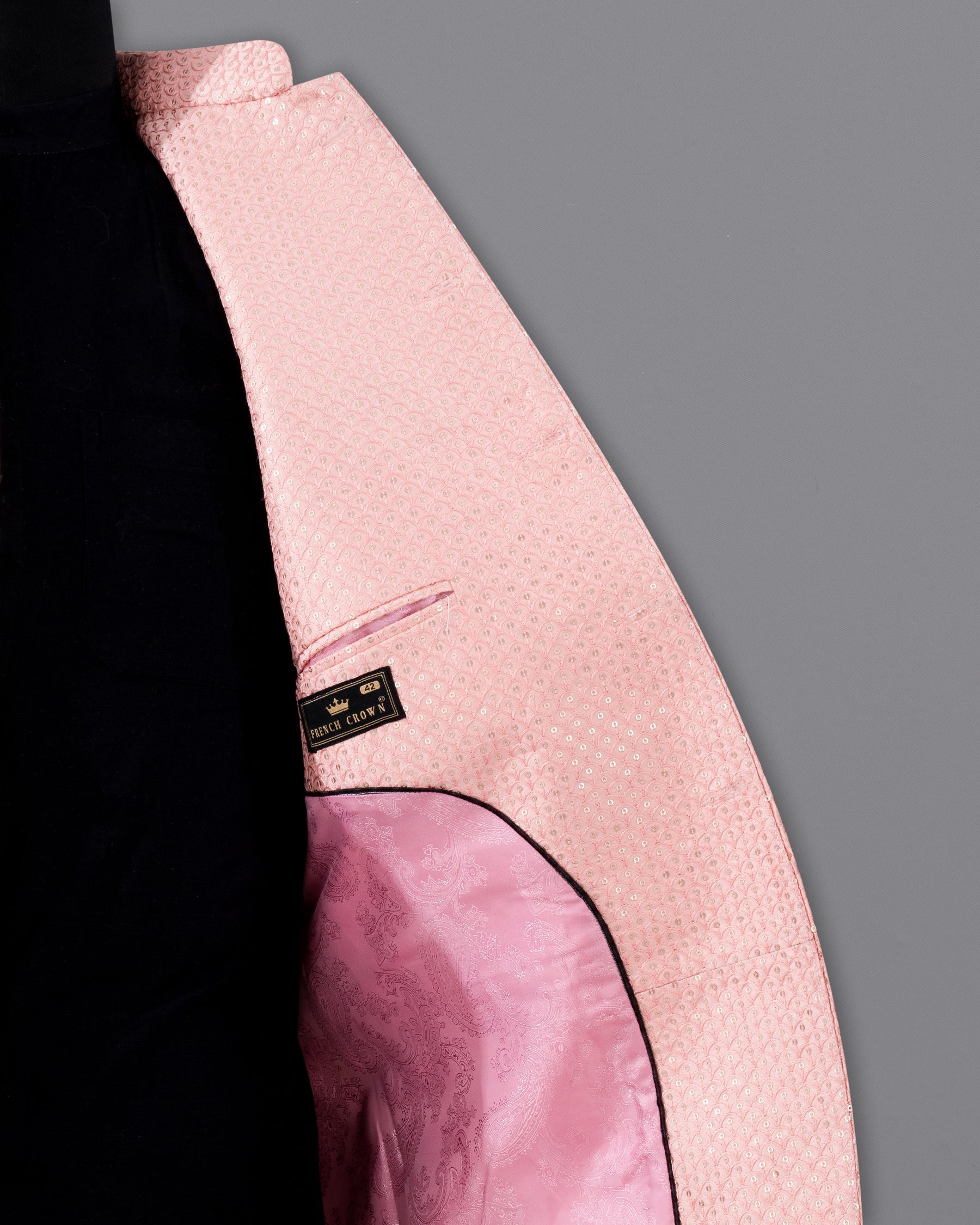 Pastel Pink Cotton Thread Heavy Embroidered Bandhgala Designer Blazer BL2203-BG-36, BL2203-BG-38, BL2203-BG-40, BL2203-BG-42, BL2203-BG-44, BL2203-BG-46, BL2203-BG-48, BL2203-BG-50, BL2203-BG-52, BL2203-BG-54, BL2203-BG-56, BL2203-BG-58, BL2203-BG-60