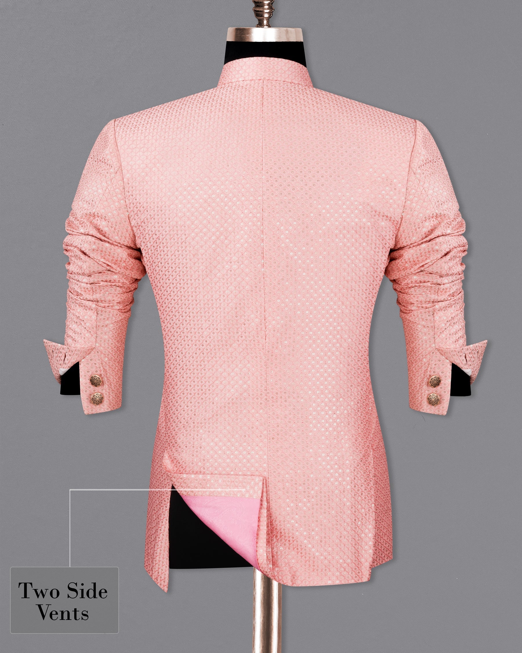Pastel Pink Cotton Thread Heavy Embroidered Bandhgala Designer Blazer BL2203-BG-36, BL2203-BG-38, BL2203-BG-40, BL2203-BG-42, BL2203-BG-44, BL2203-BG-46, BL2203-BG-48, BL2203-BG-50, BL2203-BG-52, BL2203-BG-54, BL2203-BG-56, BL2203-BG-58, BL2203-BG-60