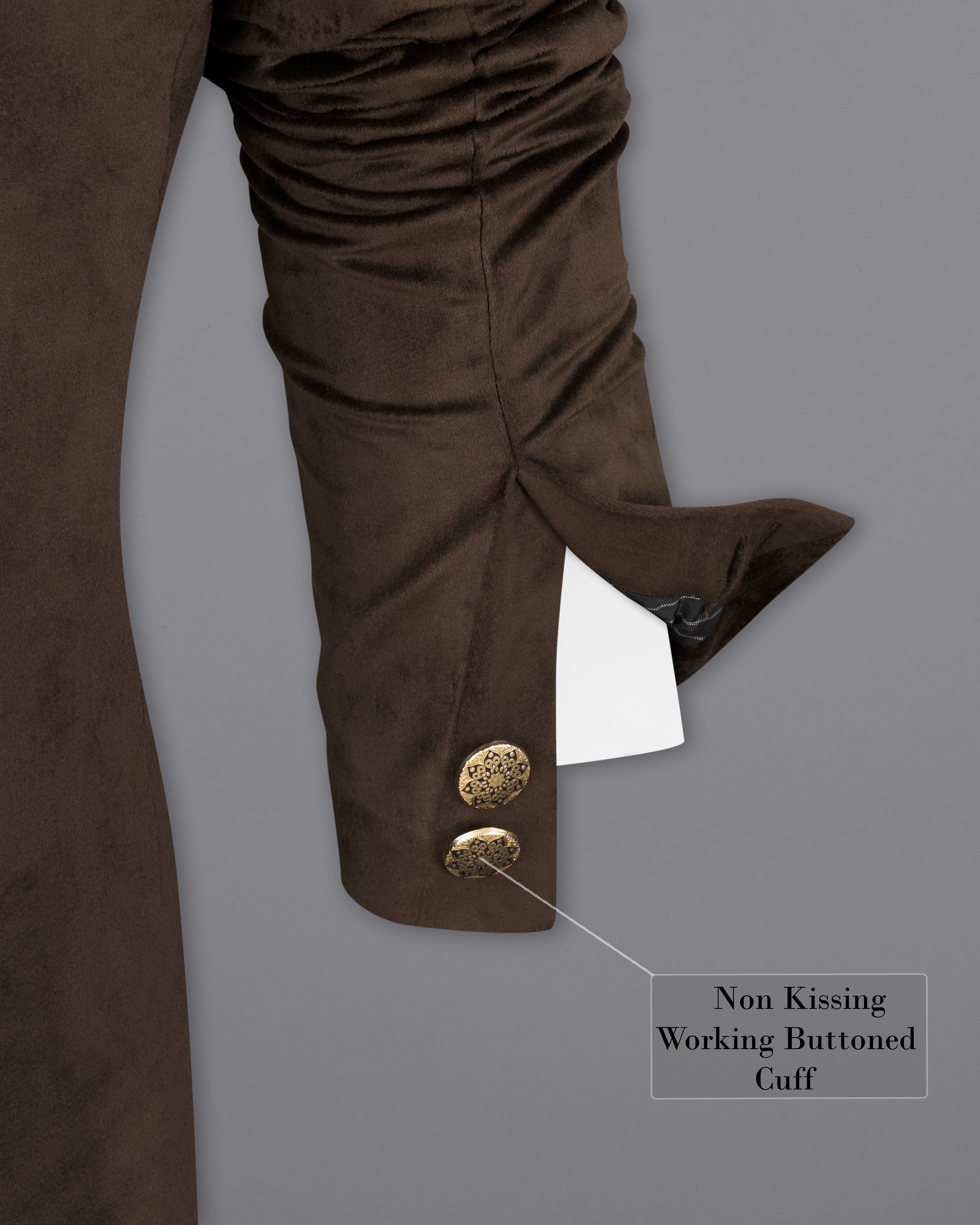 Bistre Brown Cross Button Bandhgala Velvet Designer Blazer BL2226-CBG-36, BL2226-CBG-38, BL2226-CBG-40, BL2226-CBG-42, BL2226-CBG-44, BL2226-CBG-46, BL2226-CBG-48, BL2226-CBG-50, BL2226-CBG-52, BL2226-CBG-54, BL2226-CBG-56, BL2226-CBG-58, BL2226-CBG-60