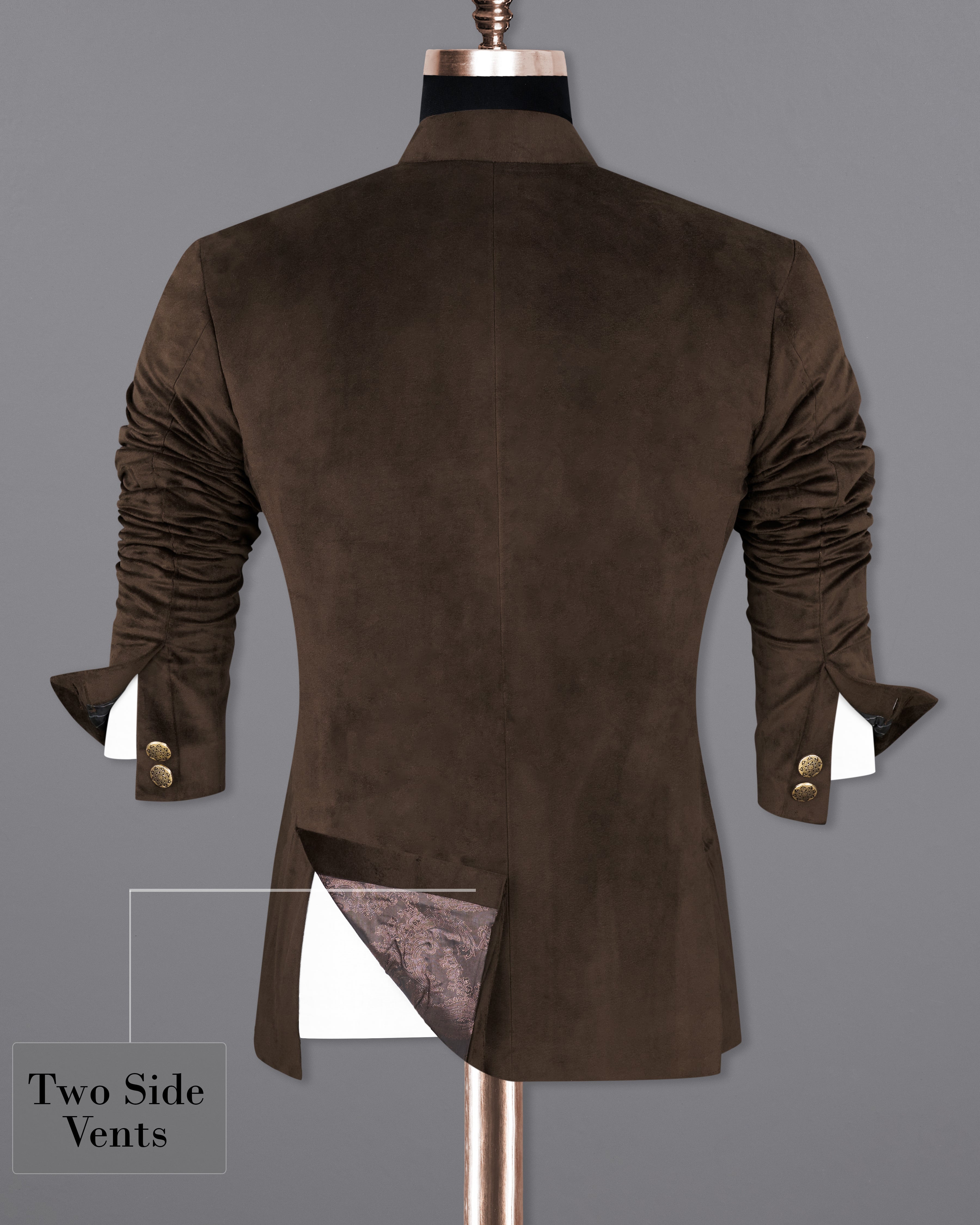 Bistre Brown Cross Button Bandhgala Velvet Designer Blazer BL2226-CBG-36, BL2226-CBG-38, BL2226-CBG-40, BL2226-CBG-42, BL2226-CBG-44, BL2226-CBG-46, BL2226-CBG-48, BL2226-CBG-50, BL2226-CBG-52, BL2226-CBG-54, BL2226-CBG-56, BL2226-CBG-58, BL2226-CBG-60