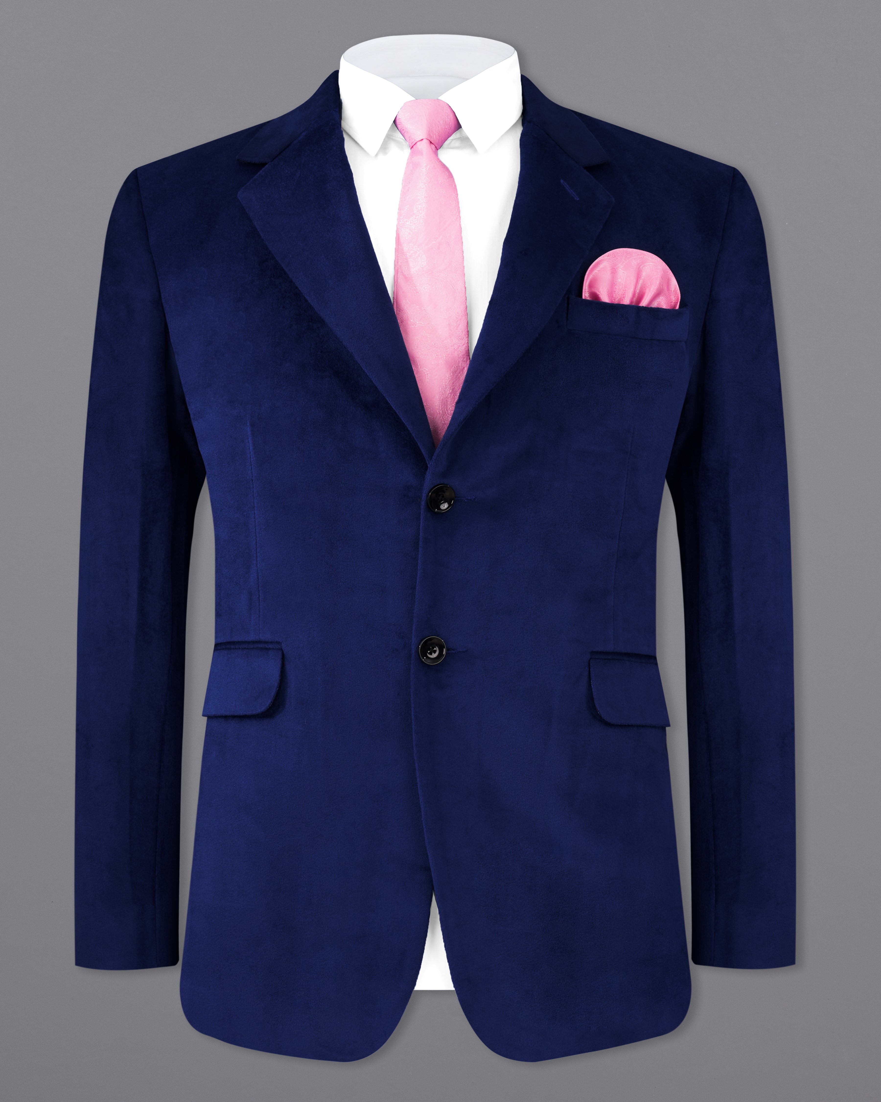 Downriver Navy Blue Single Breasted Velvet Designer Blazer BL2229-SB-36, BL2229-SB-38, BL2229-SB-40, BL2229-SB-42, BL2229-SB-44, BL2229-SB-46, BL2229-SB-48, BL2229-SB-50, BL2229-SB-52, BL2229-SB-54, BL2229-SB-56, BL2229-SB-58, BL2229-SB-60