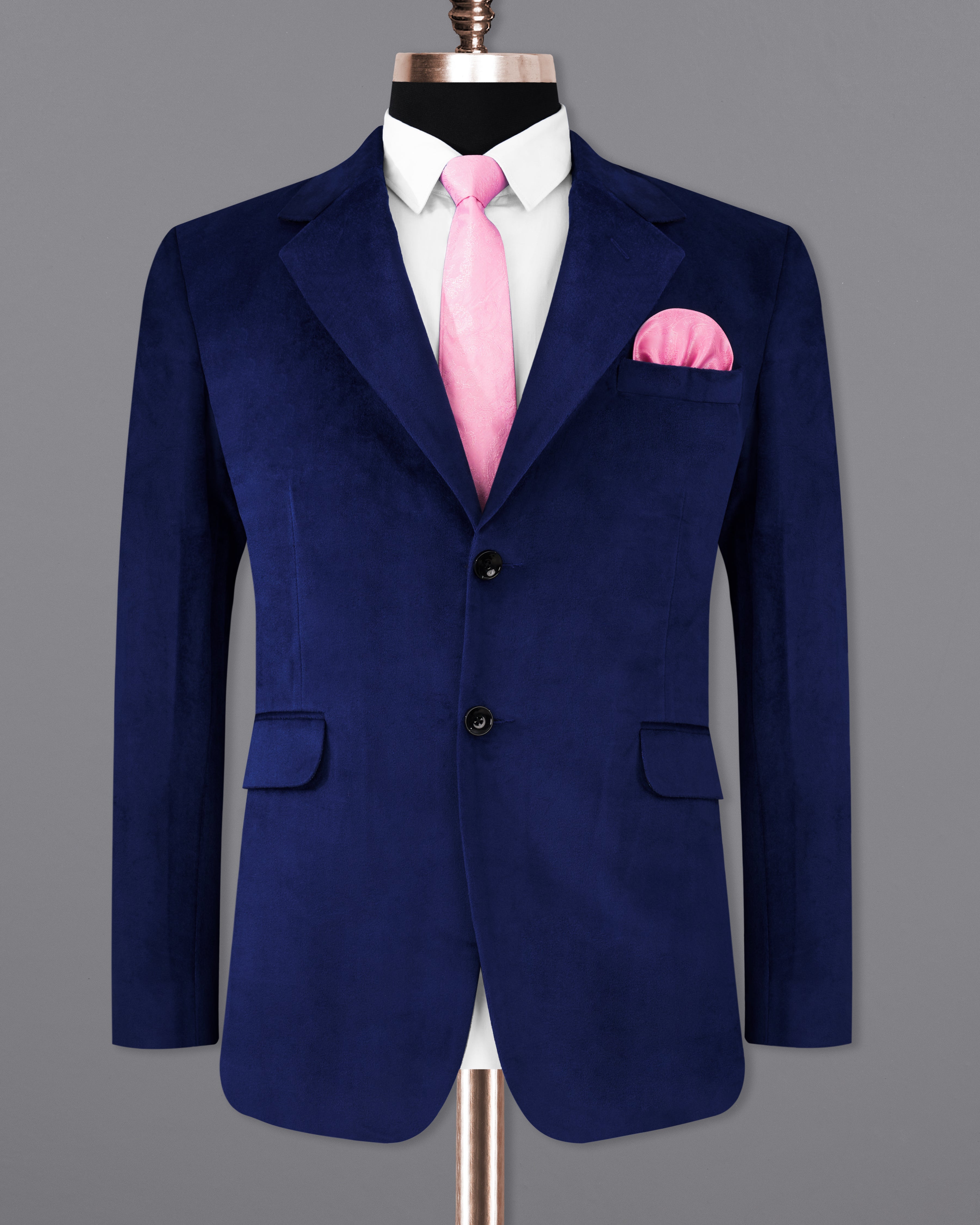 Downriver Navy Blue Single Breasted Velvet Designer Blazer BL2229-SB-36, BL2229-SB-38, BL2229-SB-40, BL2229-SB-42, BL2229-SB-44, BL2229-SB-46, BL2229-SB-48, BL2229-SB-50, BL2229-SB-52, BL2229-SB-54, BL2229-SB-56, BL2229-SB-58, BL2229-SB-60