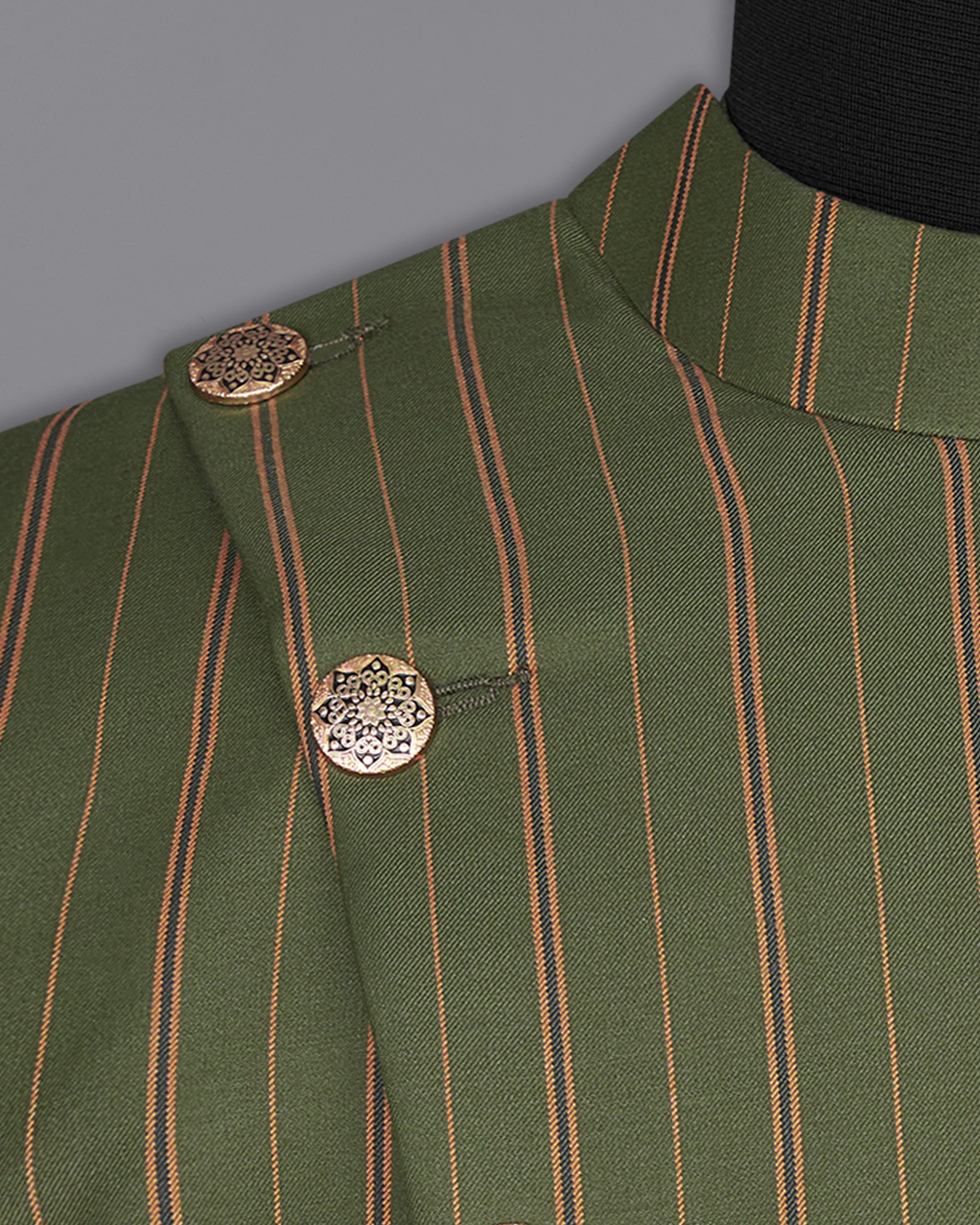 Vampire Green BLriped Cross Buttoned Bandhgala Blazer BL2248-CBG2-36, BL2248-CBG2-38, BL2248-CBG2-40, BL2248-CBG2-42, BL2248-CBG2-44, BL2248-CBG2-46, BL2248-CBG2-48, BL2248-CBG2-50, BL2248-CBG2-52, BL2248-CBG2-54, BL2248-CBG2-56, BL2248-CBG2-58, BL2248-CBG2-60