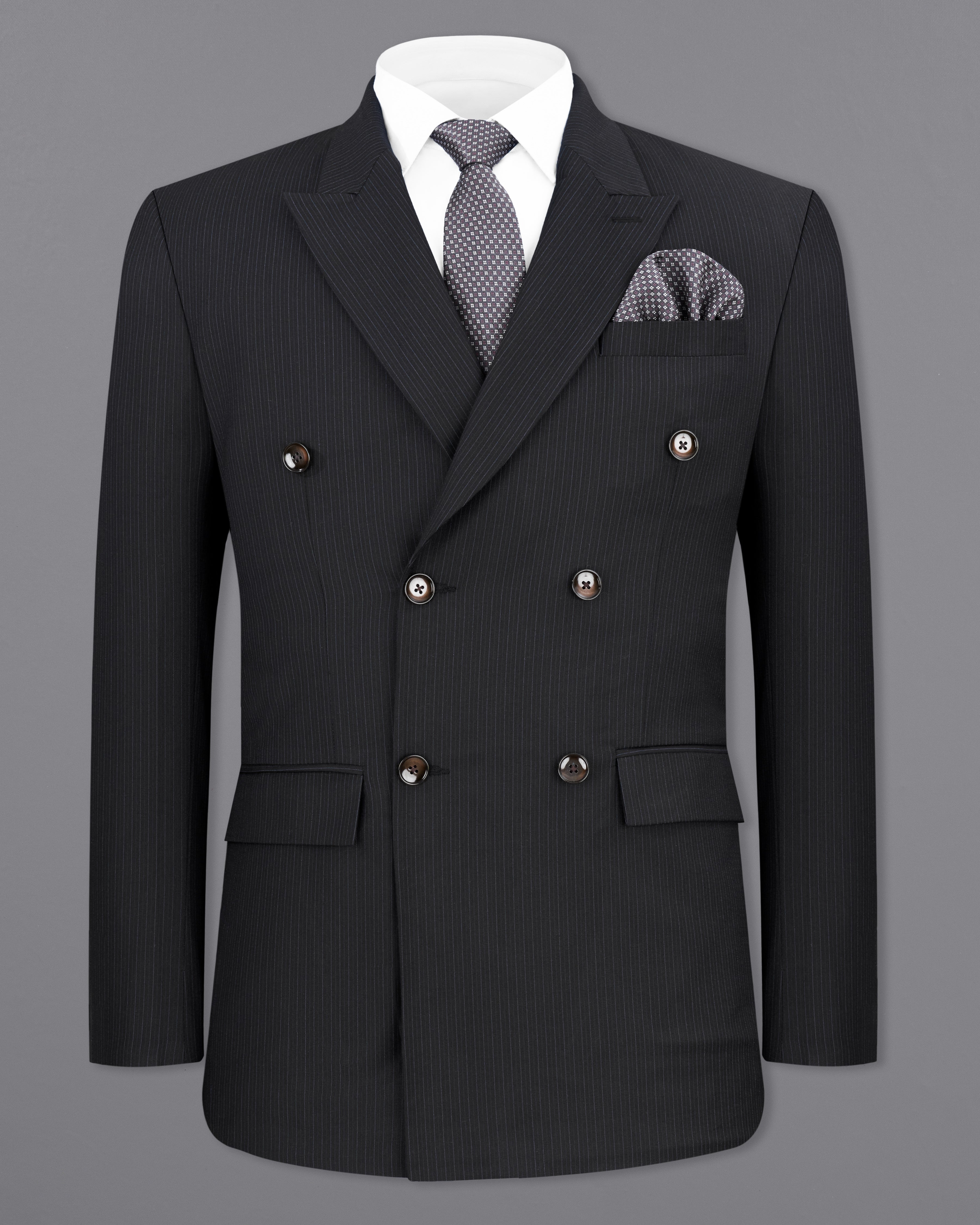 Mirage Black Striped Double Breasted Blazer