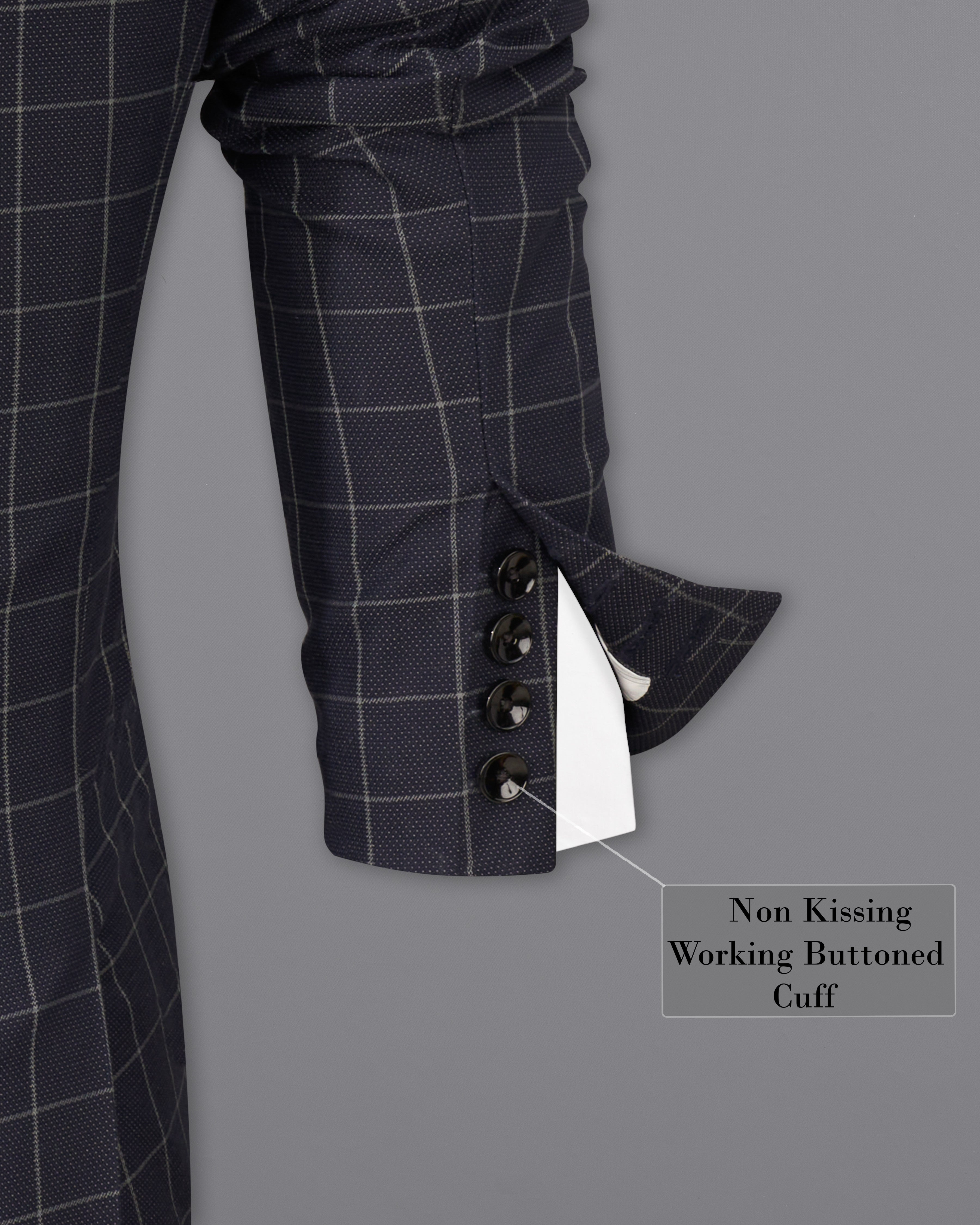 Jaguar Black Windowpane Single Breasted Blazer