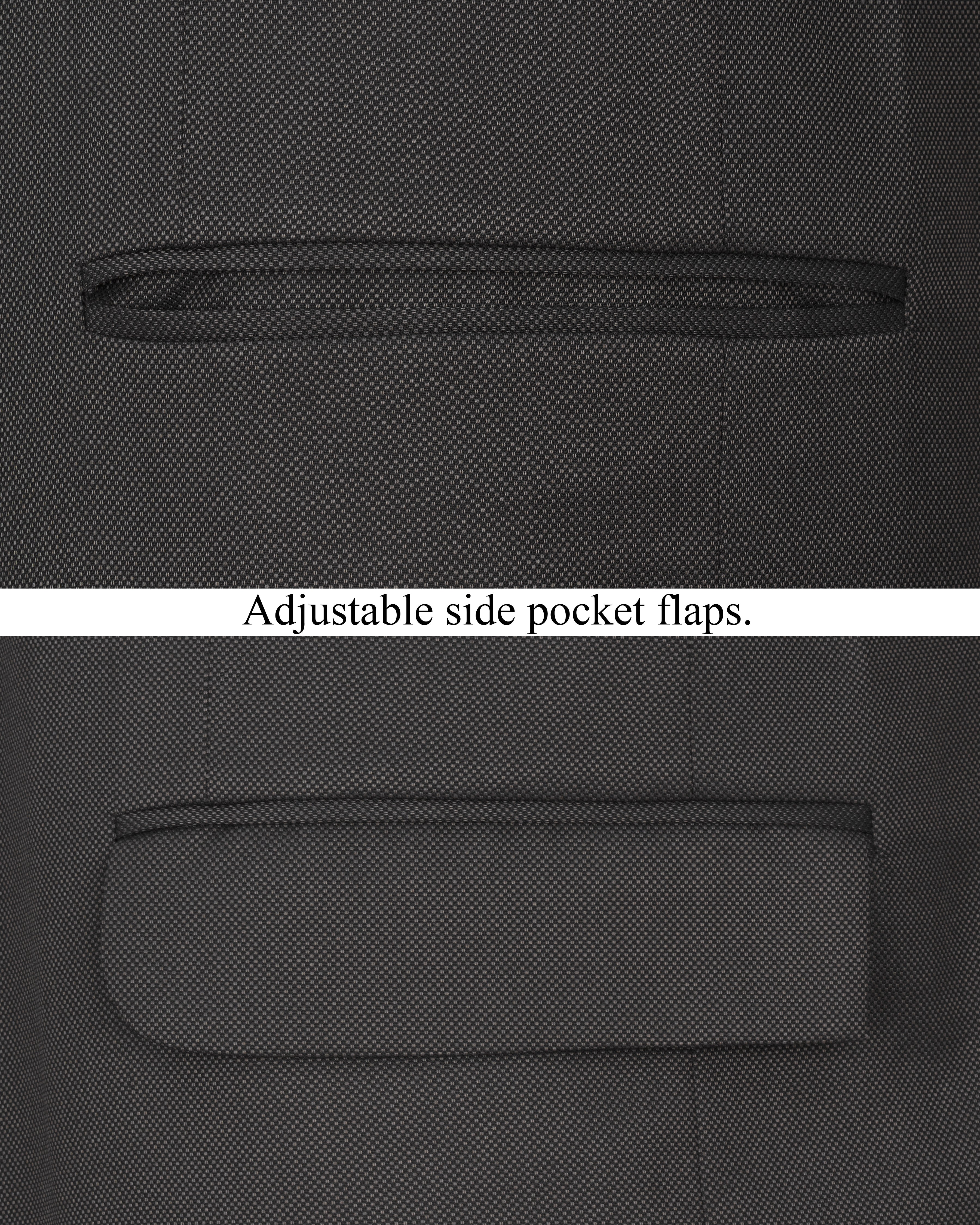 Fuscous Gray Cross Buttoned Bandhgala Blazer BL2284-CBG-36, BL2284-CBG-38, BL2284-CBG-40, BL2284-CBG-42, BL2284-CBG-44, BL2284-CBG-46, BL2284-CBG-48, BL2284-CBG-50, BL2284-CBG-52, BL2284-CBG-54, BL2284-CBG-56, BL2284-CBG-58, BL2284-CBG-60