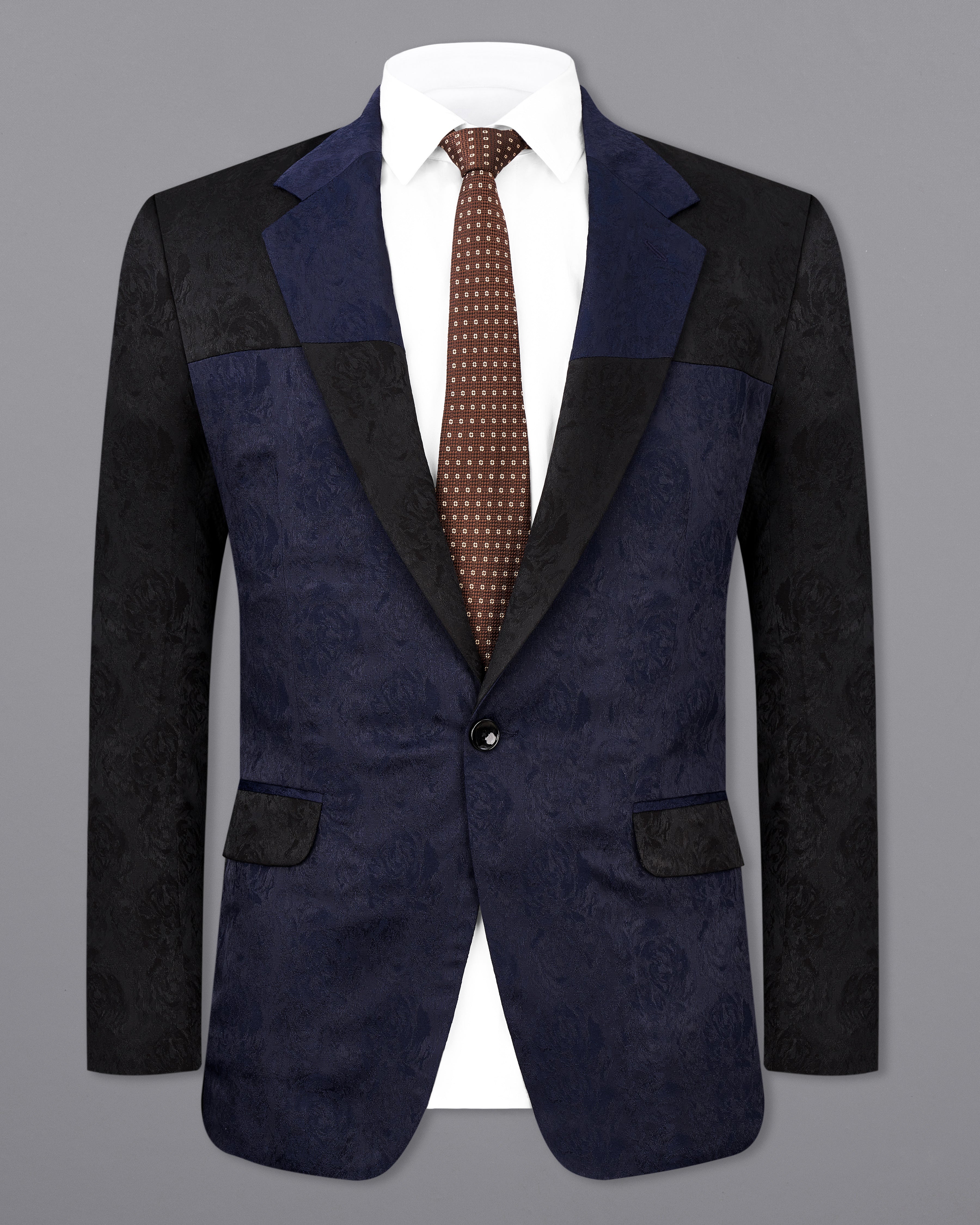Firefly Blue and Black Jacquard Textured Blazer BL2342-SB-D206-36, BL2342-SB-D206-38, BL2342-SB-D206-40, BL2342-SB-D206-42, BL2342-SB-D206-44, BL2342-SB-D206-46, BL2342-SB-D206-48, BL2342-SB-D206-50, BL2342-SB-D206-52, BL2342-SB-D206-54, BL2342-SB-D206-56, BL2342-SB-D206-58, BL2342-SB-D206-60