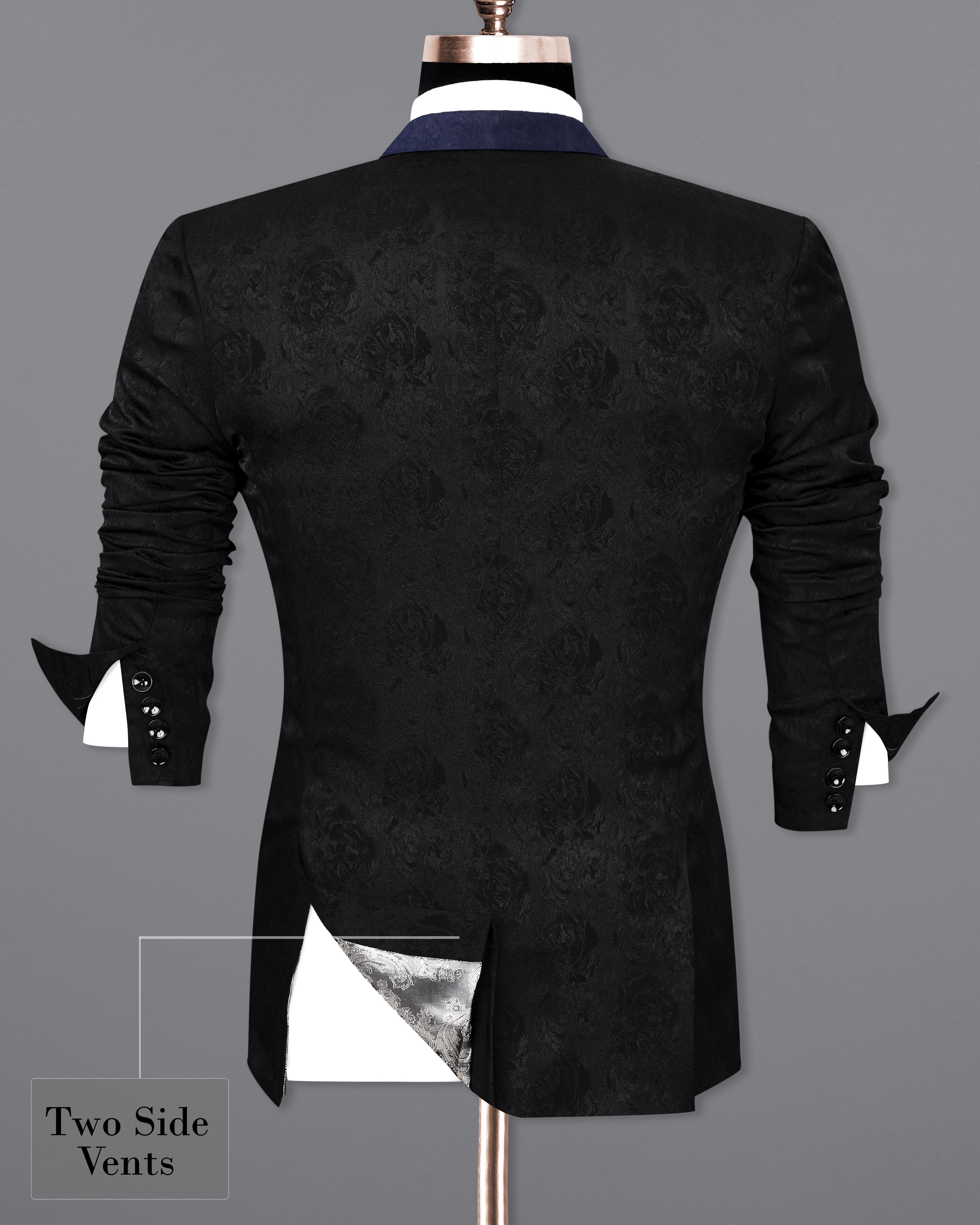 Firefly Blue and Black Jacquard Textured Blazer BL2342-SB-D206-36, BL2342-SB-D206-38, BL2342-SB-D206-40, BL2342-SB-D206-42, BL2342-SB-D206-44, BL2342-SB-D206-46, BL2342-SB-D206-48, BL2342-SB-D206-50, BL2342-SB-D206-52, BL2342-SB-D206-54, BL2342-SB-D206-56, BL2342-SB-D206-58, BL2342-SB-D206-60