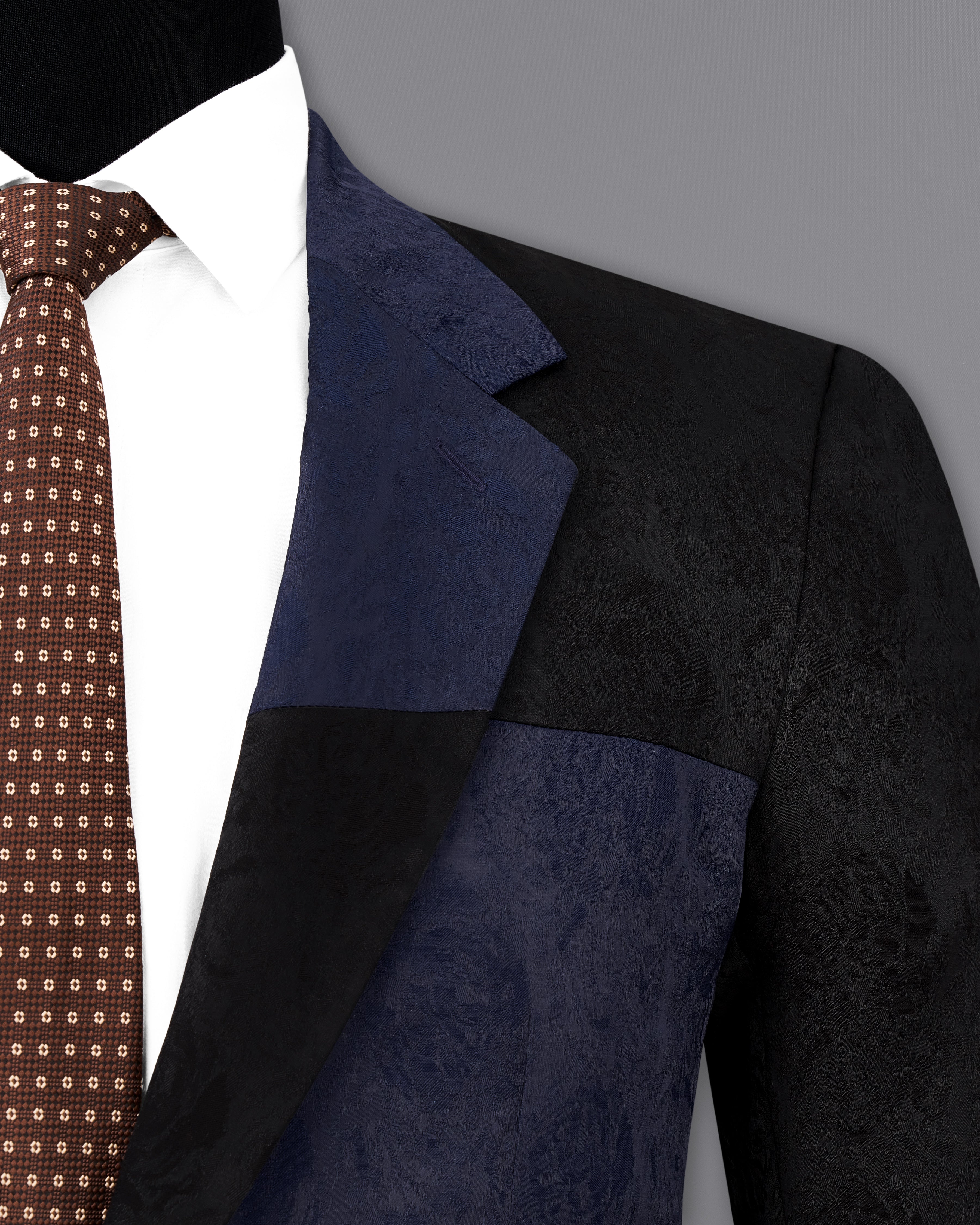 Firefly Blue and Black Jacquard Textured Blazer BL2342-SB-D206-36, BL2342-SB-D206-38, BL2342-SB-D206-40, BL2342-SB-D206-42, BL2342-SB-D206-44, BL2342-SB-D206-46, BL2342-SB-D206-48, BL2342-SB-D206-50, BL2342-SB-D206-52, BL2342-SB-D206-54, BL2342-SB-D206-56, BL2342-SB-D206-58, BL2342-SB-D206-60