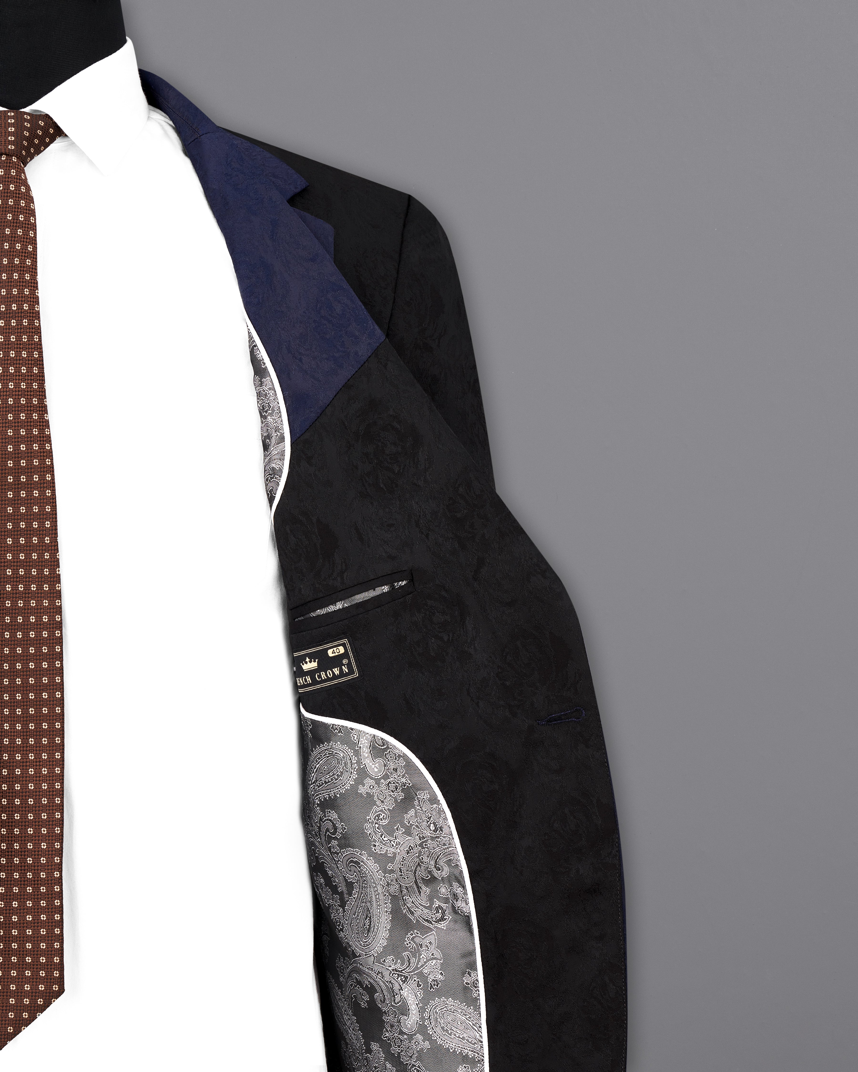 Firefly Blue and Black Jacquard Textured Blazer BL2342-SB-D206-36, BL2342-SB-D206-38, BL2342-SB-D206-40, BL2342-SB-D206-42, BL2342-SB-D206-44, BL2342-SB-D206-46, BL2342-SB-D206-48, BL2342-SB-D206-50, BL2342-SB-D206-52, BL2342-SB-D206-54, BL2342-SB-D206-56, BL2342-SB-D206-58, BL2342-SB-D206-60