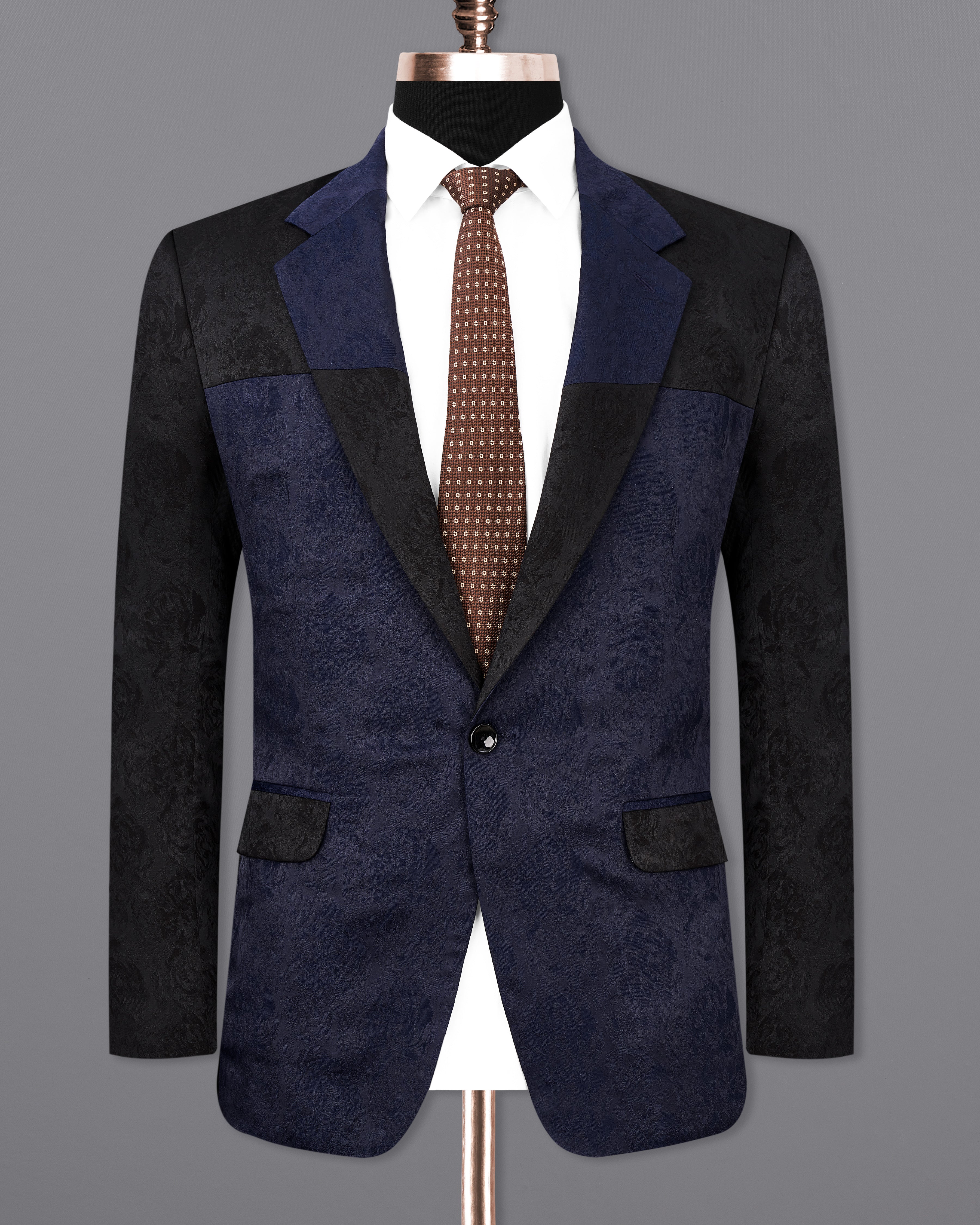 Firefly Blue and Black Jacquard Textured Blazer BL2342-SB-D206-36, BL2342-SB-D206-38, BL2342-SB-D206-40, BL2342-SB-D206-42, BL2342-SB-D206-44, BL2342-SB-D206-46, BL2342-SB-D206-48, BL2342-SB-D206-50, BL2342-SB-D206-52, BL2342-SB-D206-54, BL2342-SB-D206-56, BL2342-SB-D206-58, BL2342-SB-D206-60