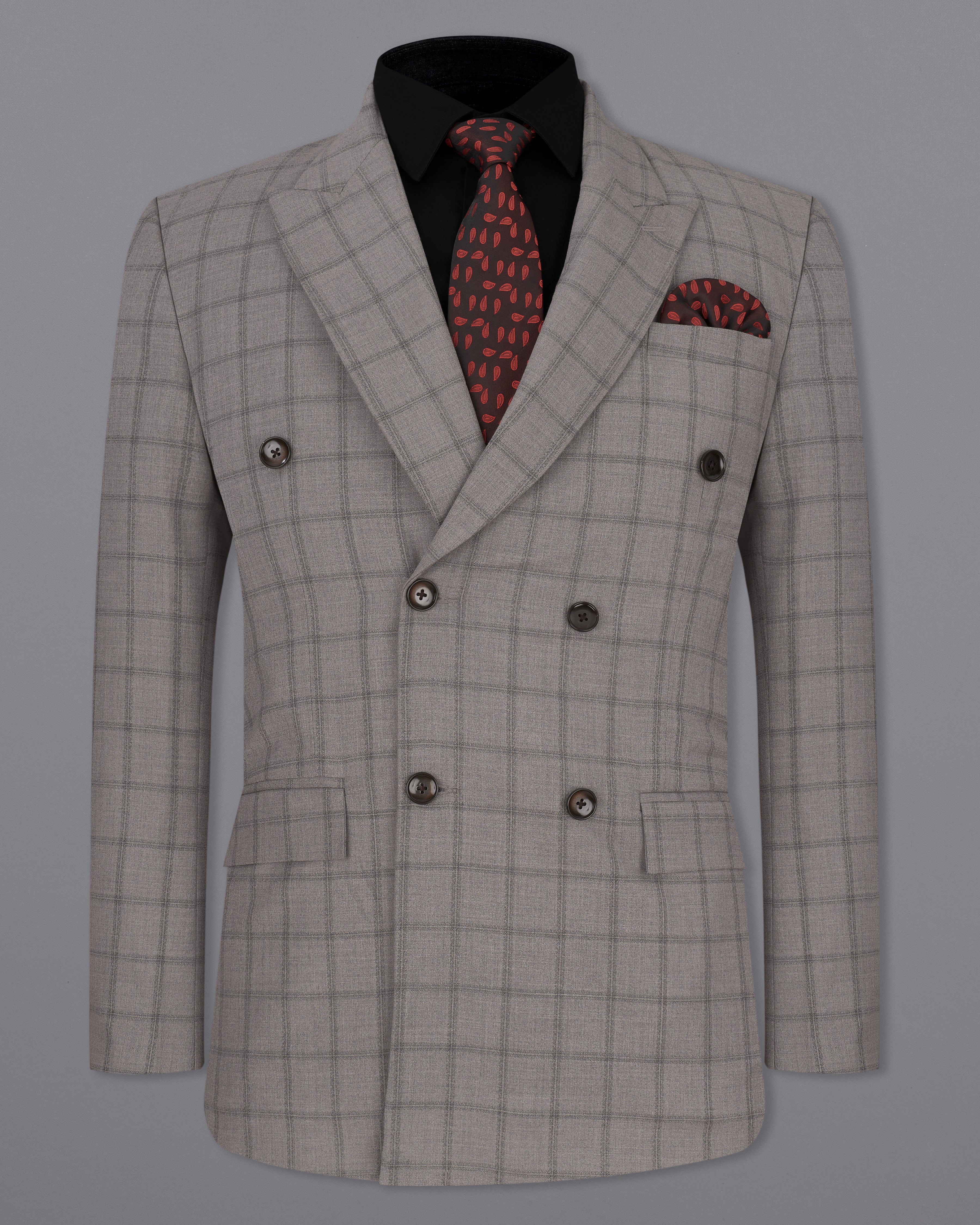 Concord Gray Plaid Double Breasted Blazer BL2344-DB-36, BL2344-DB-38, BL2344-DB-40, BL2344-DB-42, BL2344-DB-44, BL2344-DB-46, BL2344-DB-48, BL2344-DB-50, BL2344-DB-52, BL2344-DB-54, BL2344-DB-56, BL2344-DB-58, BL2344-DB-60