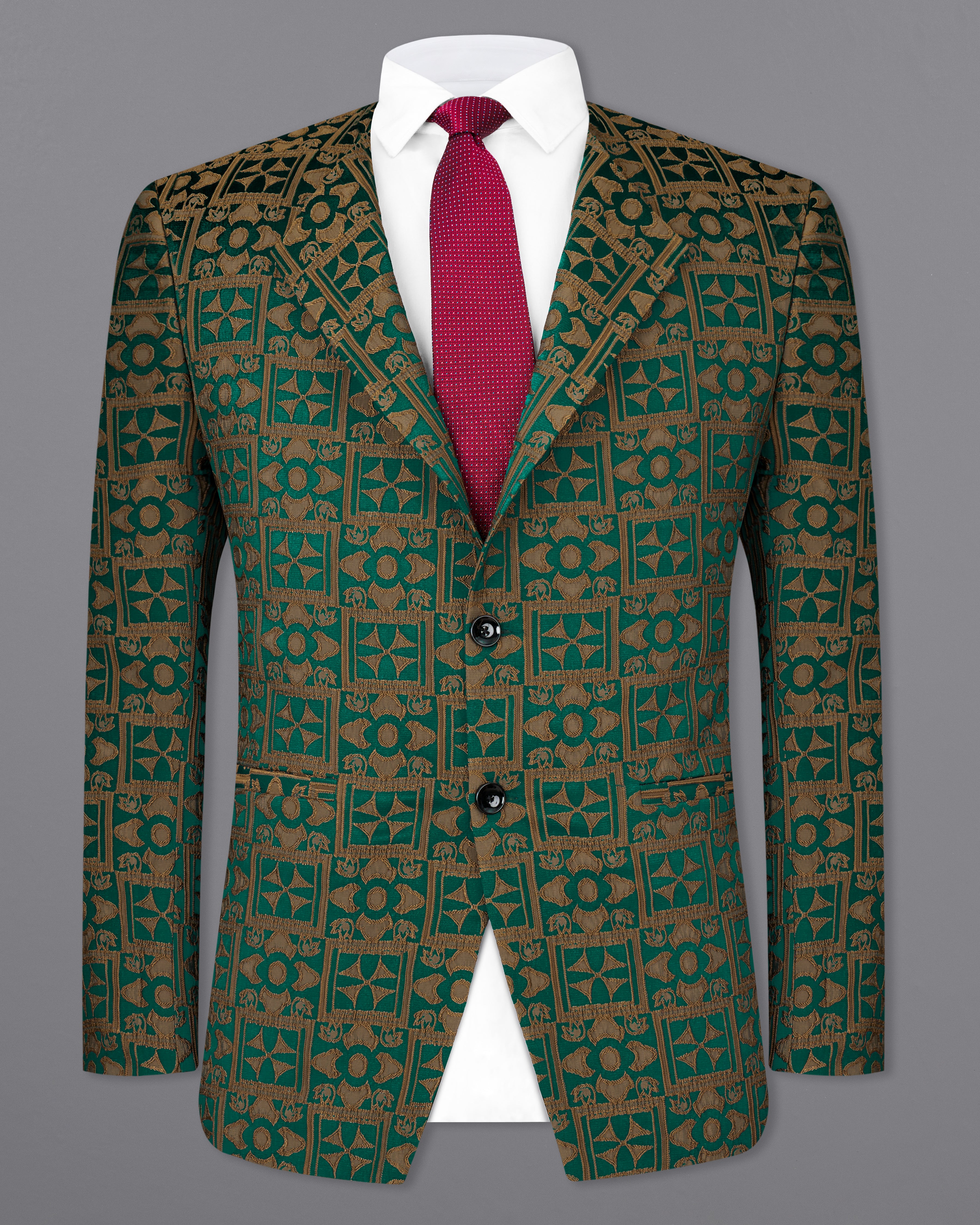 Everglade Green with Millbrook Brown Embroidered Blazer BL2355-SB-36, BL2355-SB-38, BL2355-SB-40, BL2355-SB-42, BL2355-SB-44, BL2355-SB-46, BL2355-SB-48, BL2355-SB-50, BL2355-SB-52, BL2355-SB-54, BL2355-SB-56, BL2355-SB-58, BL2355-SB-60
