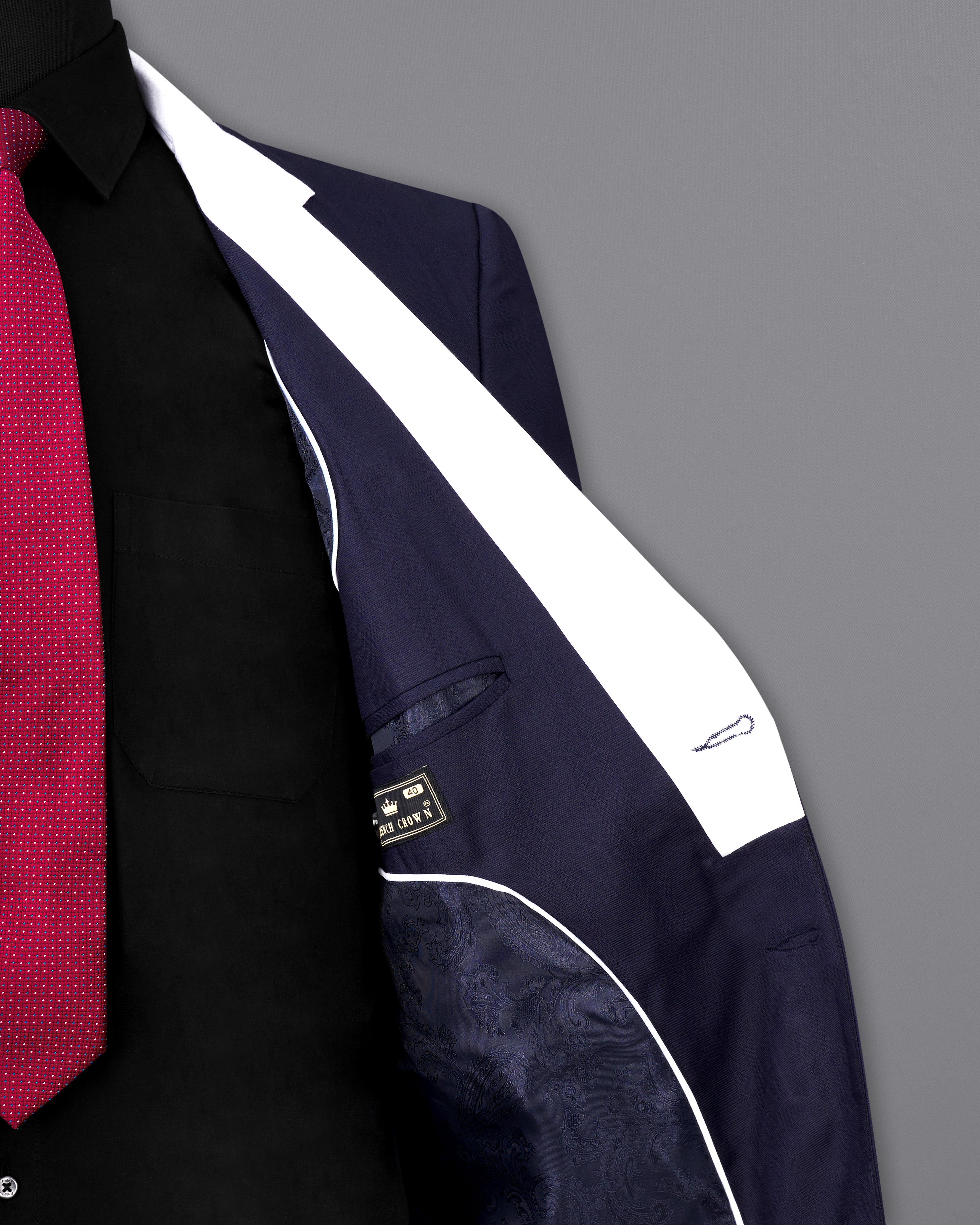 Mirage Blue with White Lapels Single Breasted Blazer