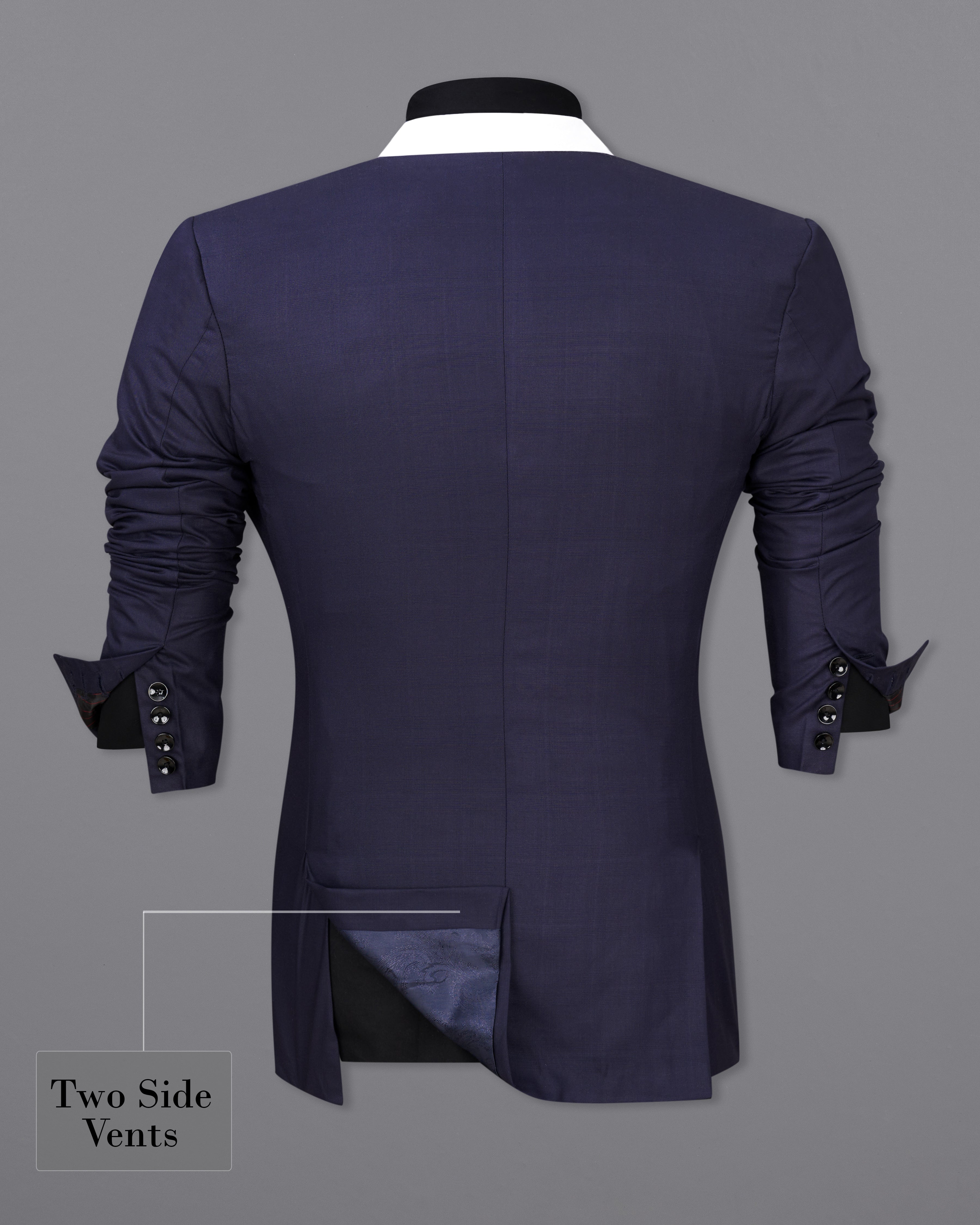 Mirage Blue with White Lapels Single Breasted Blazer