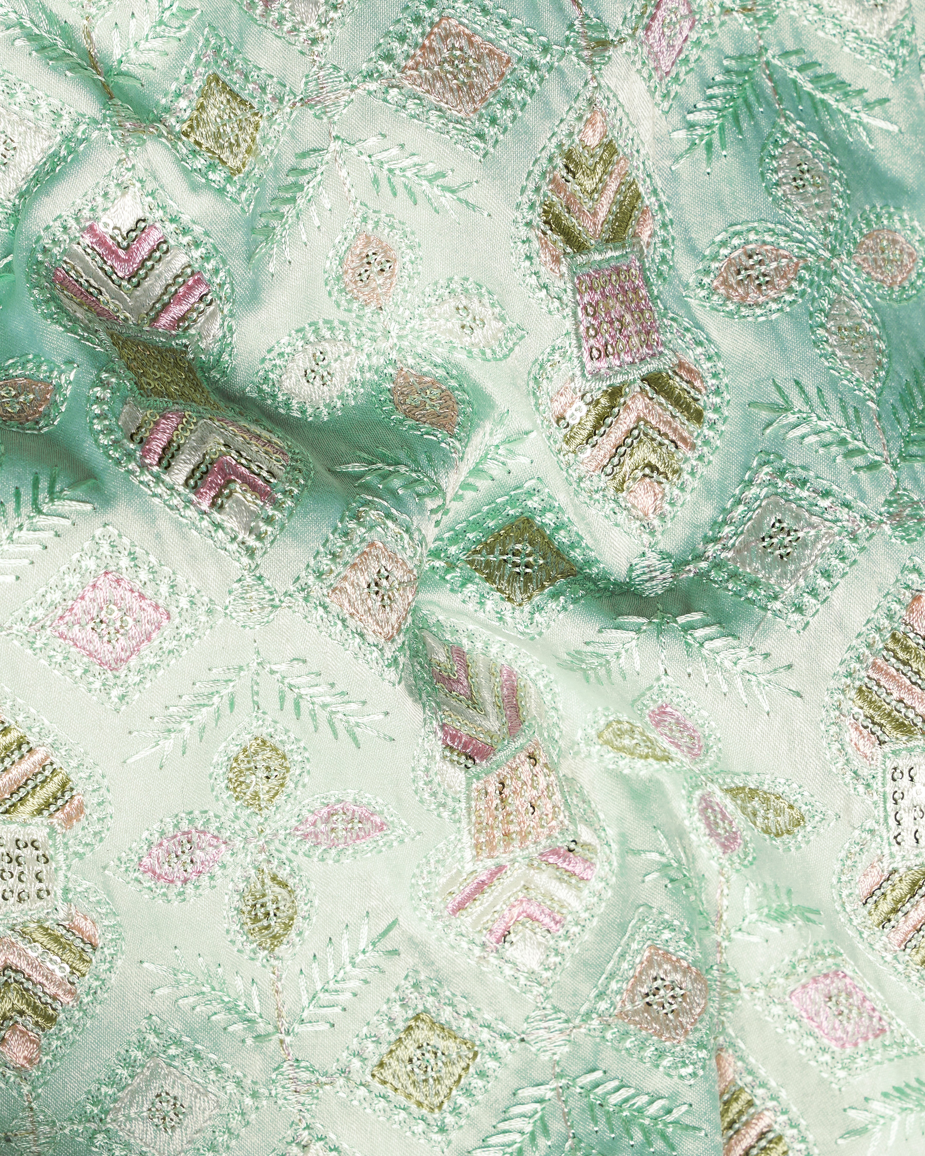Coriander Green Thread Embroidered Bandhgala Blazer BL2426-BG-36,BL2426-BG-38,BL2426-BG-40,BL2426-BG-42,BL2426-BG-44,BL2426-BG-46,BL2426-BG-48,BL2426-BG-50,BL2426-BG-52,BL2426-BG-54,BL2426-BG-56,BL2426-BG-58,BL2426-BG-60