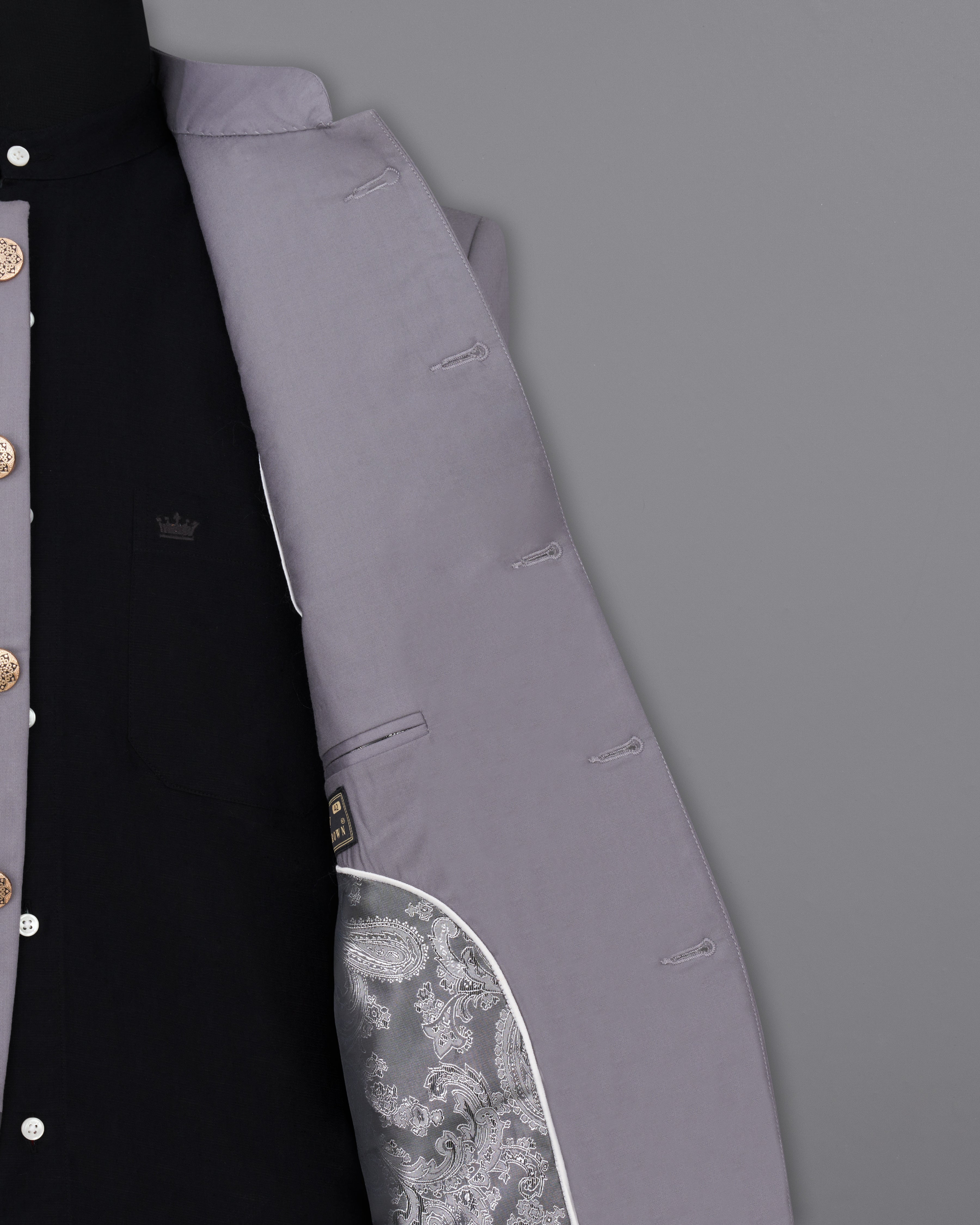 Light Gray Bandhgala Blazer BL2449-BG-36, BL2449-BG-38, BL2449-BG-40, BL2449-BG-42, BL2449-BG-44, BL2449-BG-46, BL2449-BG-48, BL2449-BG-50, BL2449-BG-52, BL2449-BG-54, BL2449-BG-56, BL2449-BG-58, BL2449-BG-60