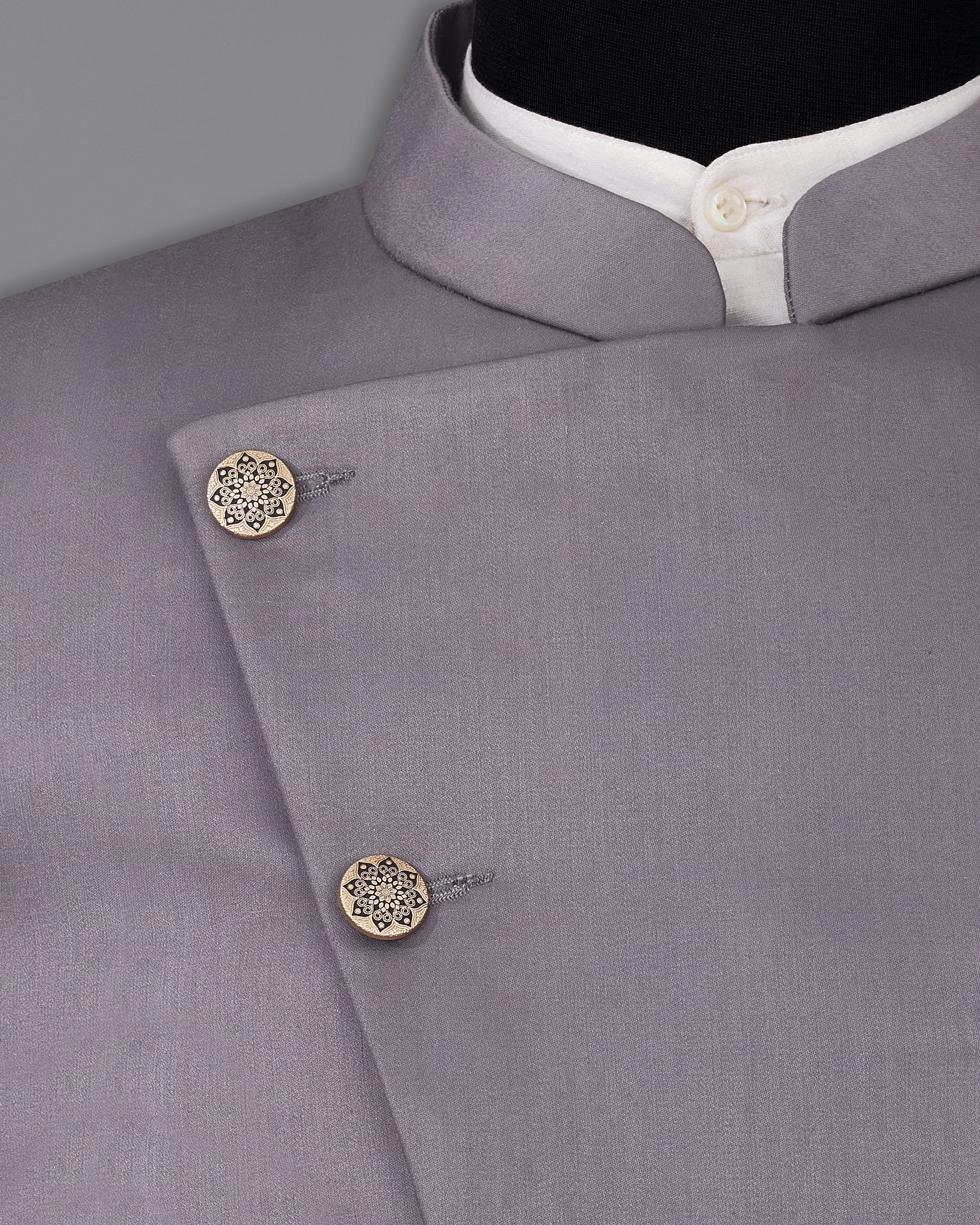 Light Gray Cross Buttoned Bandhgala Blazer BL2450-CBG-36, BL2450-CBG-38, BL2450-CBG-40, BL2450-CBG-42, BL2450-CBG-44, BL2450-CBG-46, BL2450-CBG-48, BL2450-CBG-50, BL2450-CBG-52, BL2450-CBG-54, BL2450-CBG-56, BL2450-CBG-58, BL2450-CBG-60