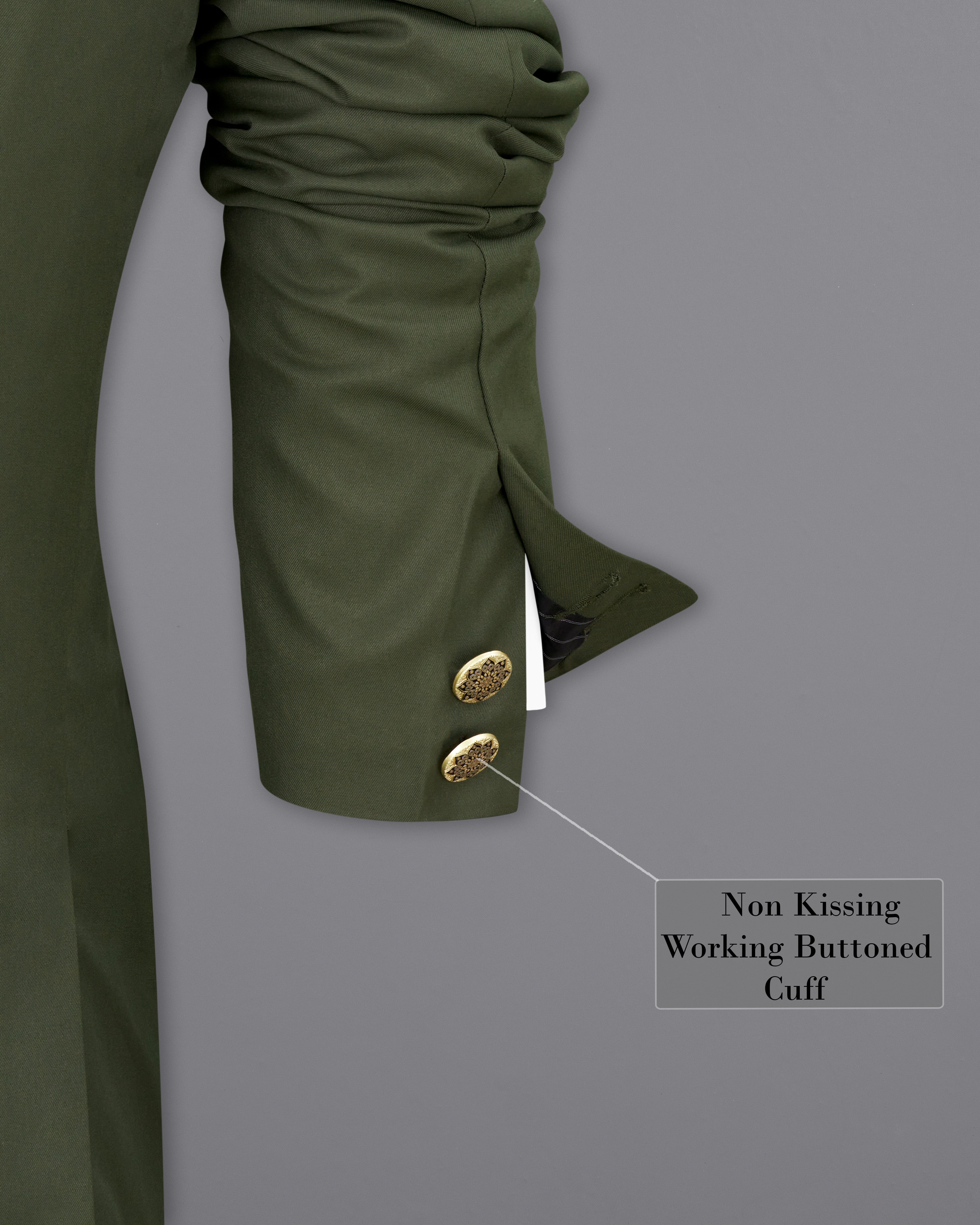 Twill Green Bandhgala Blazer BL2458-BG-36, BL2458-BG-38, BL2458-BG-40, BL2458-BG-42, BL2458-BG-44, BL2458-BG-46, BL2458-BG-48, BL2458-BG-50, BL2458-BG-52, BL2458-BG-54, BL2458-BG-56, BL2458-BG-58, BL2458-BG-60