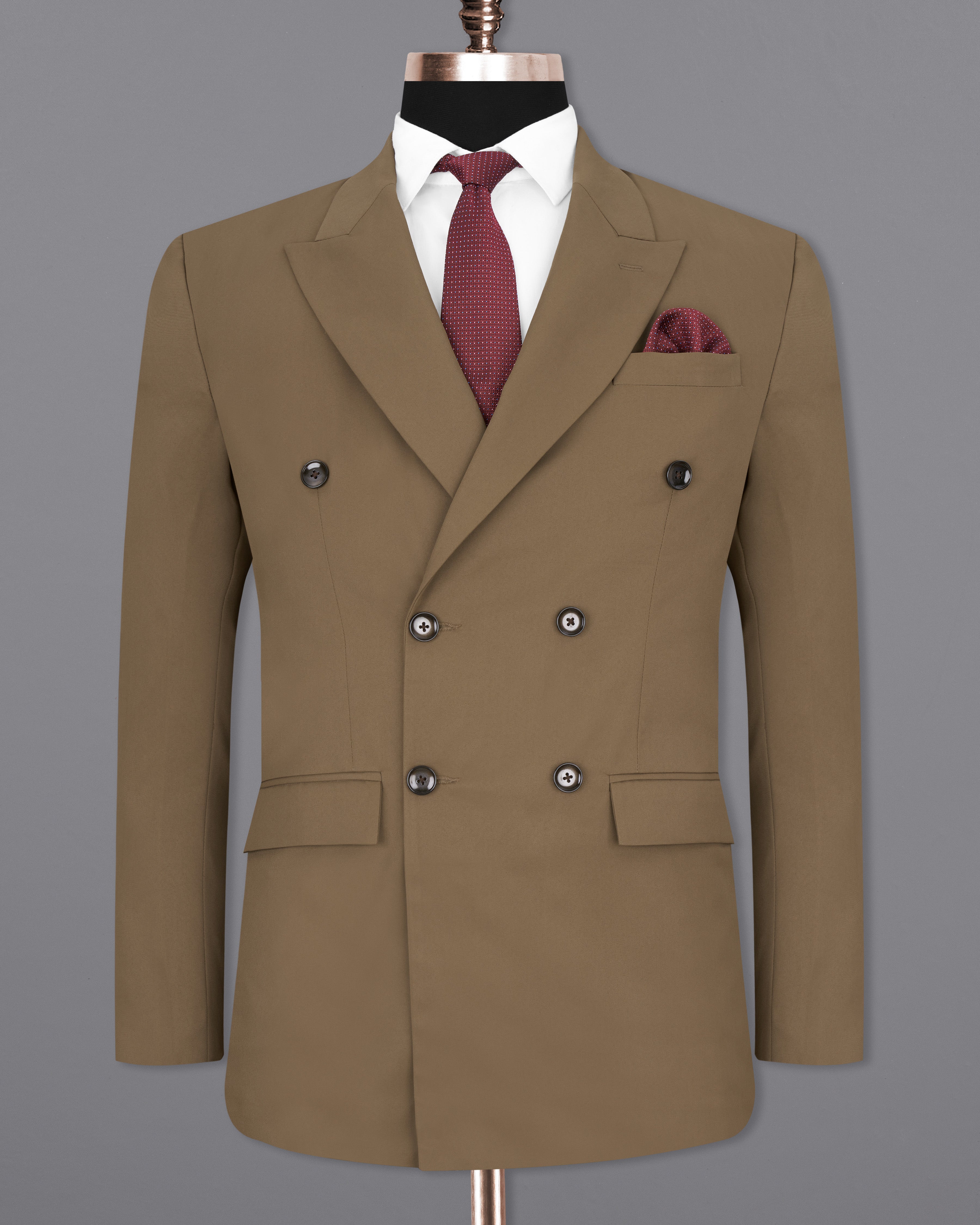 Khaki Brown Double Breasted Blazer BL2462-DB-36, BL2462-DB-38, BL2462-DB-40, BL2462-DB-42, BL2462-DB-44, BL2462-DB-46, BL2462-DB-48, BL2462-DB-50, BL2462-DB-52, BL2462-DB-54, BL2462-DB-56, BL2462-DB-58, BL2462-DB-60