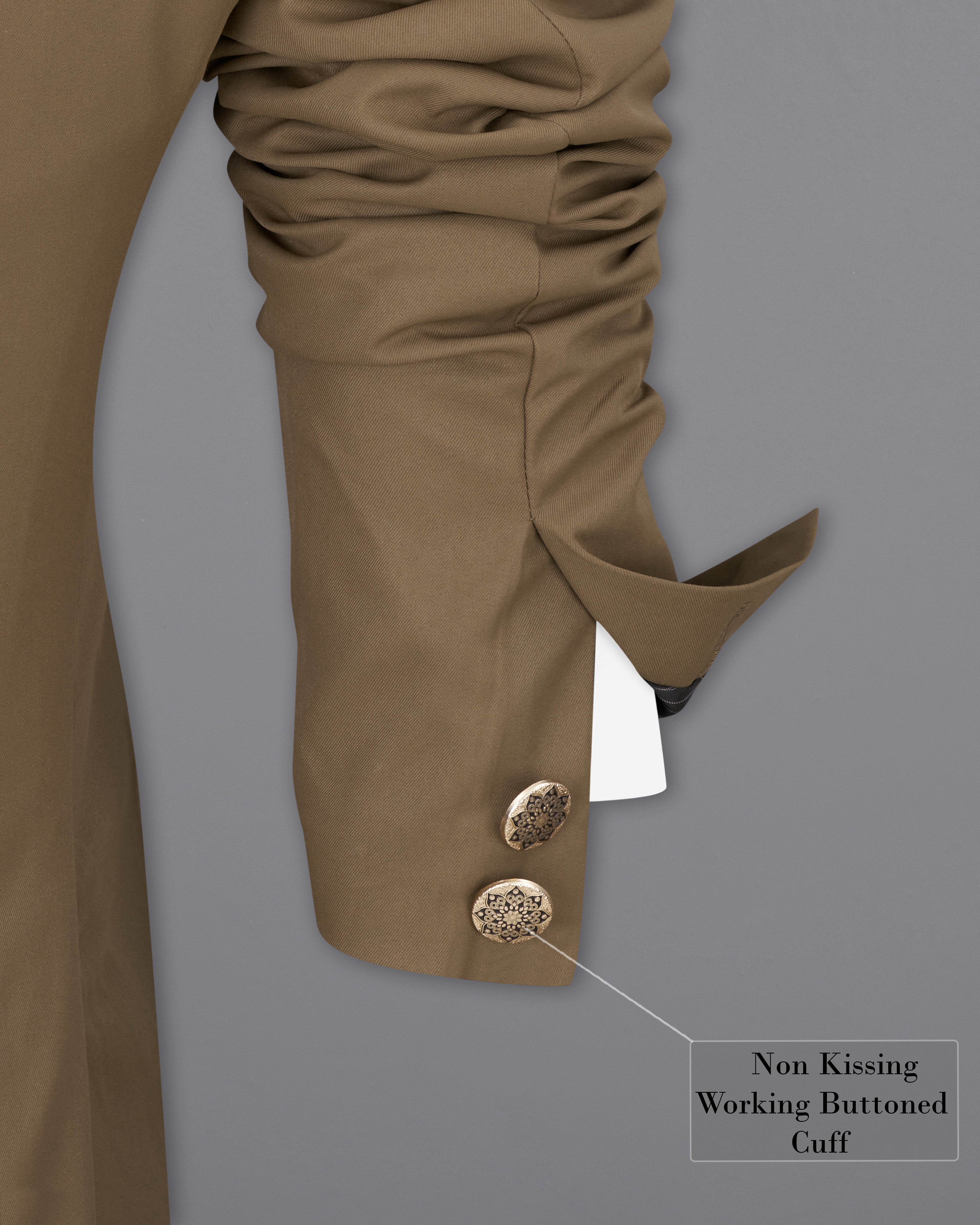 Khaki Brown Bandhgala Blazer BL2463-BG-36, BL2463-BG-38, BL2463-BG-40, BL2463-BG-42, BL2463-BG-44, BL2463-BG-46, BL2463-BG-48, BL2463-BG-50, BL2463-BG-52, BL2463-BG-54, BL2463-BG-56, BL2463-BG-58, BL2463-BG-60