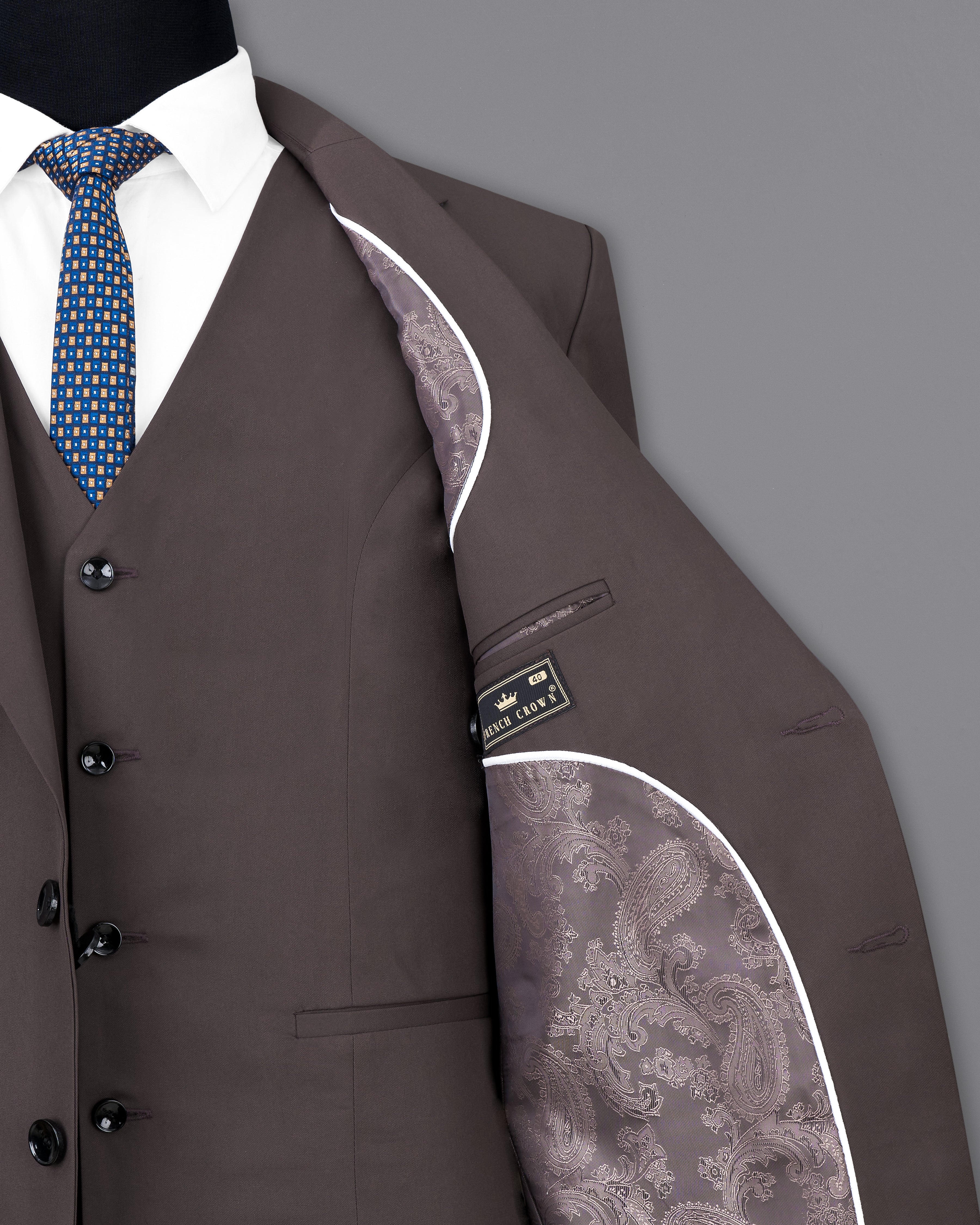 Coffee Brown Single Breasted Blazer BL2466-SB-36, BL2466-SB-38, BL2466-SB-40, BL2466-SB-42, BL2466-SB-44, BL2466-SB-46, BL2466-SB-48, BL2466-SB-50, BL2466-SB-52, BL2466-SB-54, BL2466-SB-56, BL2466-SB-58, BL2466-SB-60