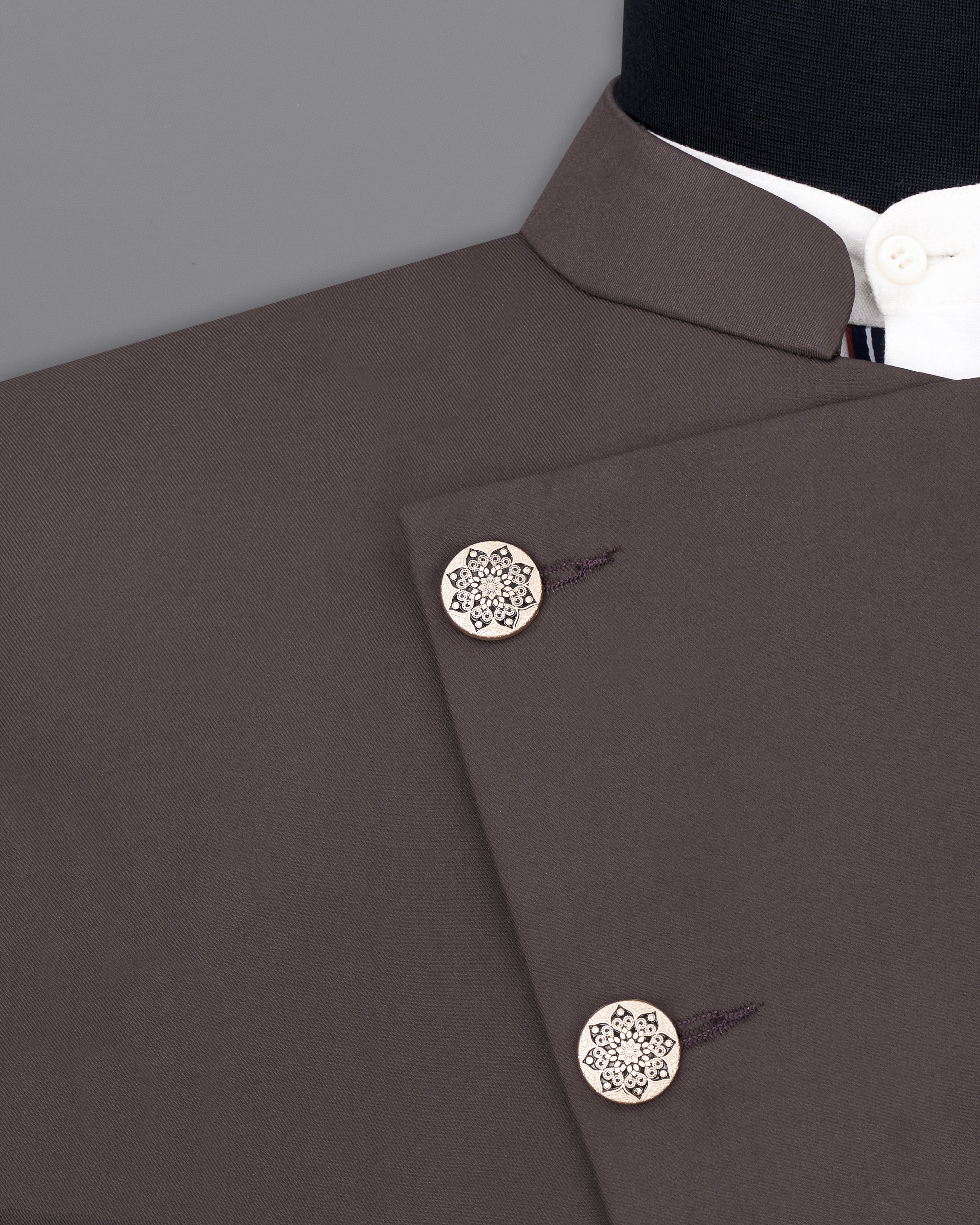 Coffee Brown Cross Buttoned Bandhgala Blazer BL2469-CBG-36, BL2469-CBG-38, BL2469-CBG-40, BL2469-CBG-42, BL2469-CBG-44, BL2469-CBG-46, BL2469-CBG-48, BL2469-CBG-50, BL2469-CBG-52, BL2469-CBG-54, BL2469-CBG-56, BL2469-CBG-58, BL2469-CBG-60