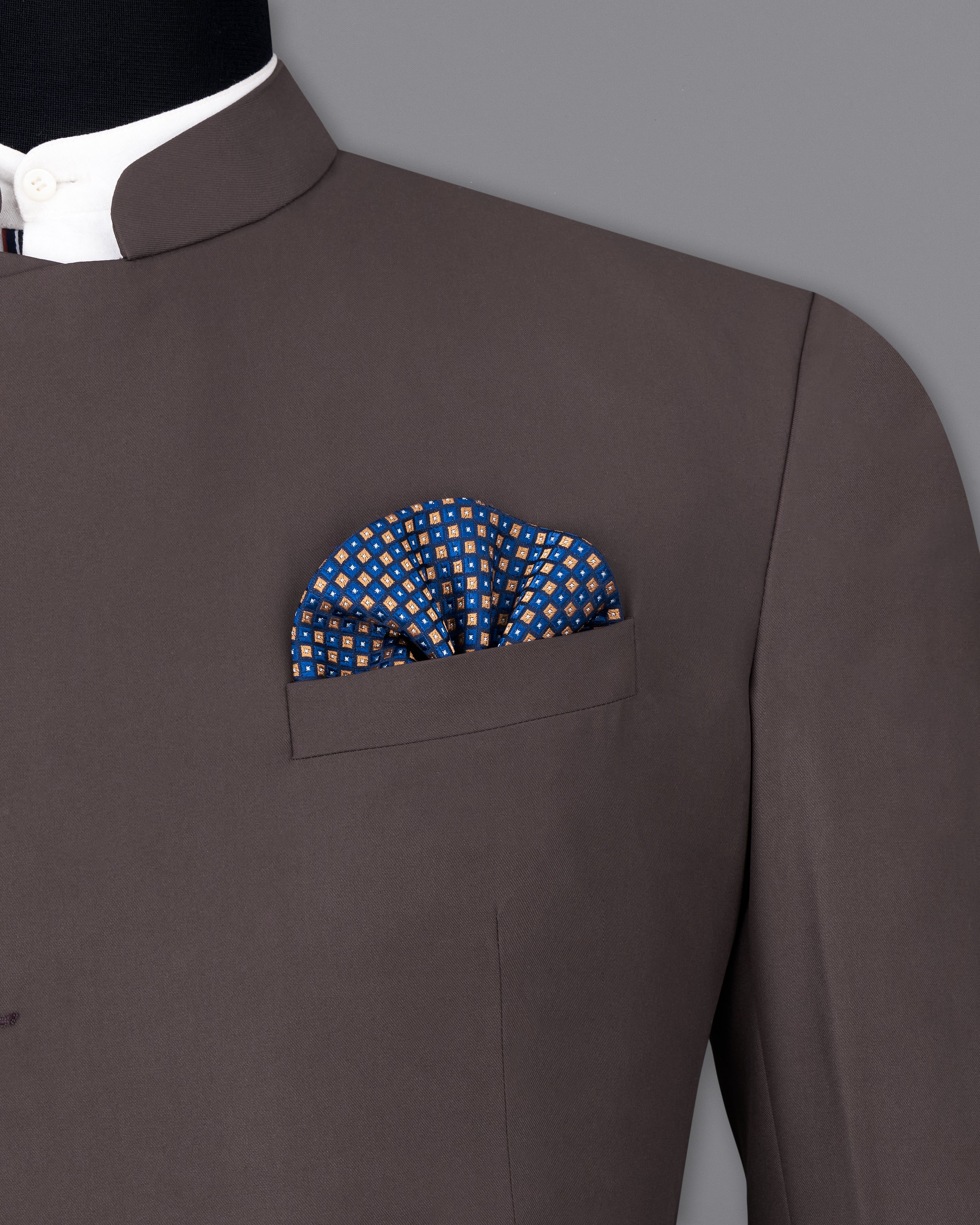 Coffee Brown Cross Buttoned Bandhgala Blazer BL2469-CBG-36, BL2469-CBG-38, BL2469-CBG-40, BL2469-CBG-42, BL2469-CBG-44, BL2469-CBG-46, BL2469-CBG-48, BL2469-CBG-50, BL2469-CBG-52, BL2469-CBG-54, BL2469-CBG-56, BL2469-CBG-58, BL2469-CBG-60