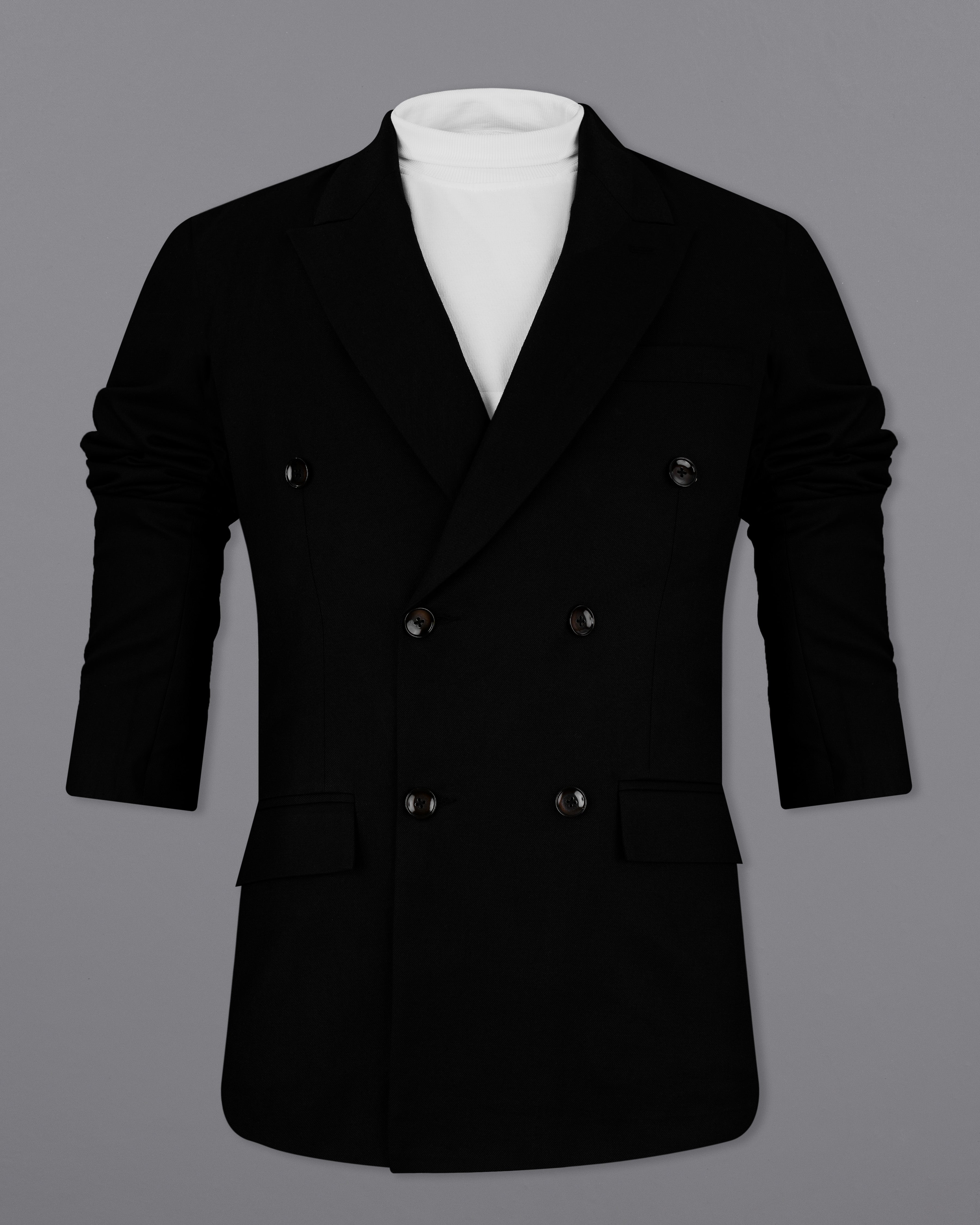 Jade Black Double Breasted Blazer BL2485-DB-36, BL2485-DB-38, BL2485-DB-40, BL2485-DB-42, BL2485-DB-44, BL2485-DB-46, BL2485-DB-48, BL2485-DB-50, BL2485-DB-52, BL2485-DB-54, BL2485-DB-56, BL2485-DB-58, BL2485-DB-60