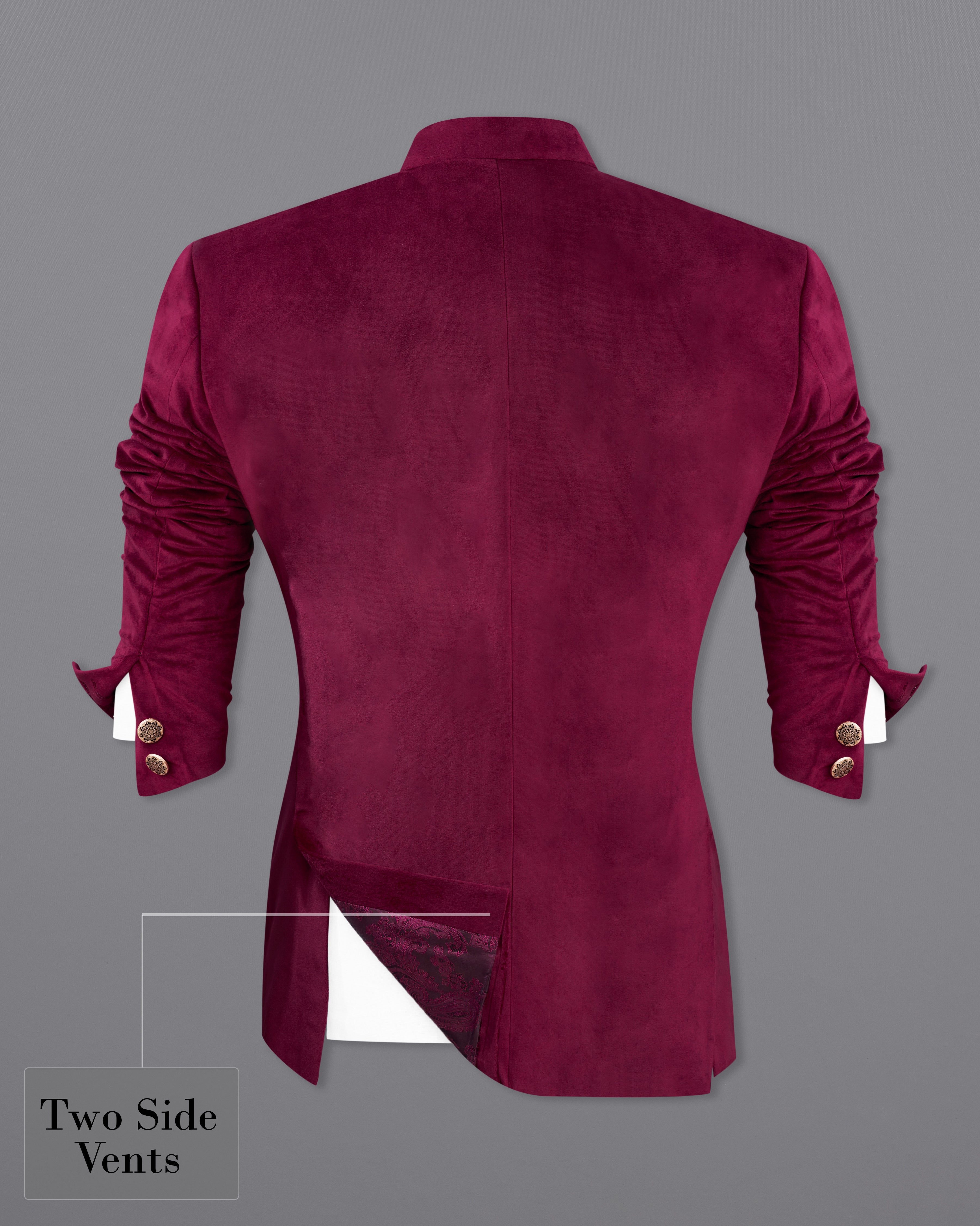 Barossa Maroon Cross Buttoned Bandhgala Velvet Blazer BL2587-CBG-36,BL2587-CBG-38,BL2587-CBG-40,BL2587-CBG-42,BL2587-CBG-44,BL2587-CBG-46,BL2587-CBG-48,BL2587-CBG-50,,BL2587-CBG-52,BL2587-CBG-54,BL2587-CBG-56,BL2587-CBG-58,BL2587-CBG-60