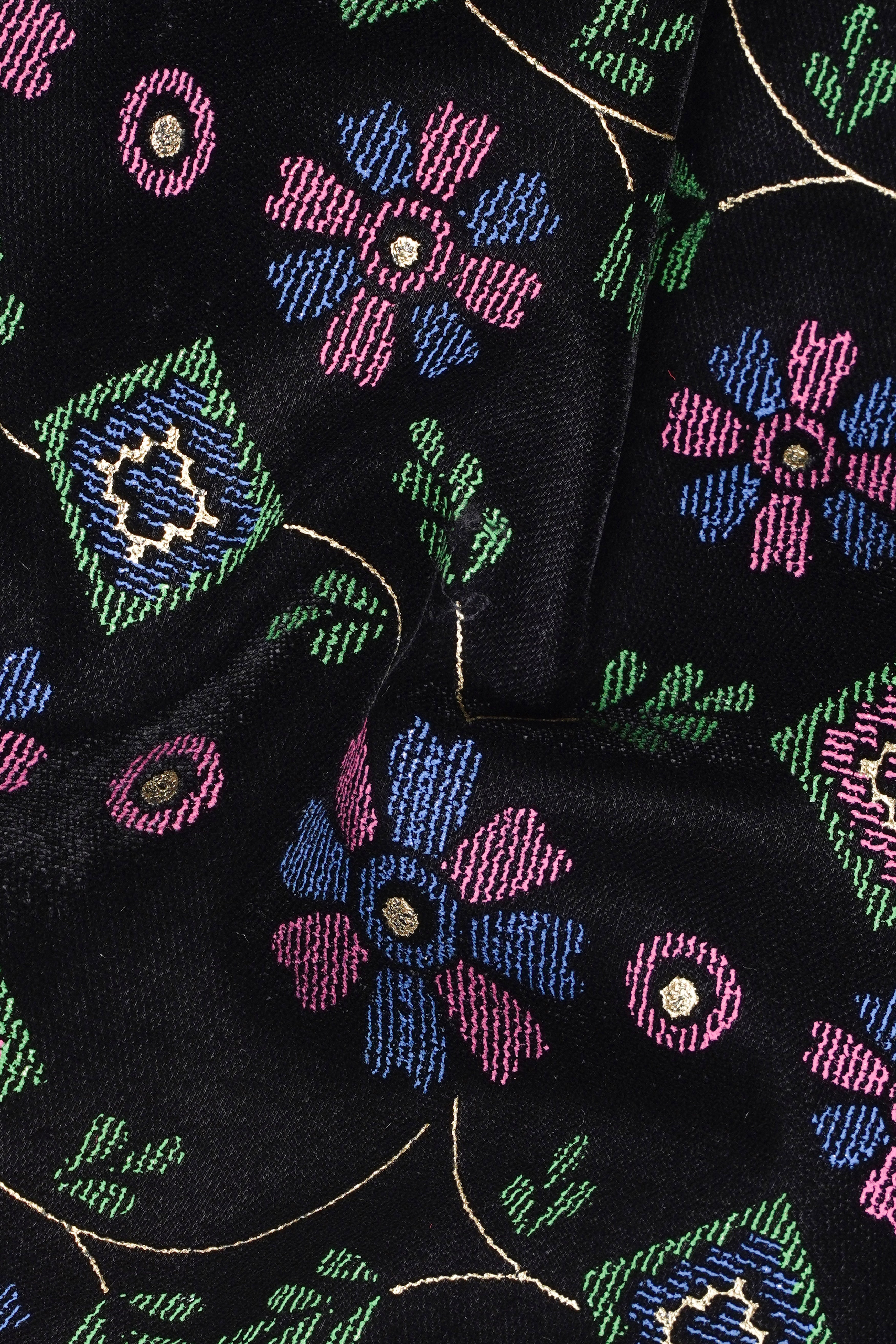 Jade Black and Glade Green Multicolour Floral Jacquard Weave Cross Buttoned Bandhgala Jodhpuri BL3532-CBG-36, BL3532-CBG-38, BL3532-CBG-40, BL3532-CBG-42, BL3532-CBG-44, BL3532-CBG-46, BL3532-CBG-53, BL3532-CBG-50, BL3532-CBG-52, BL3532-CBG-54, BL3532-CBG-56, BL3532-CBG-58, BL3532-CBG-60