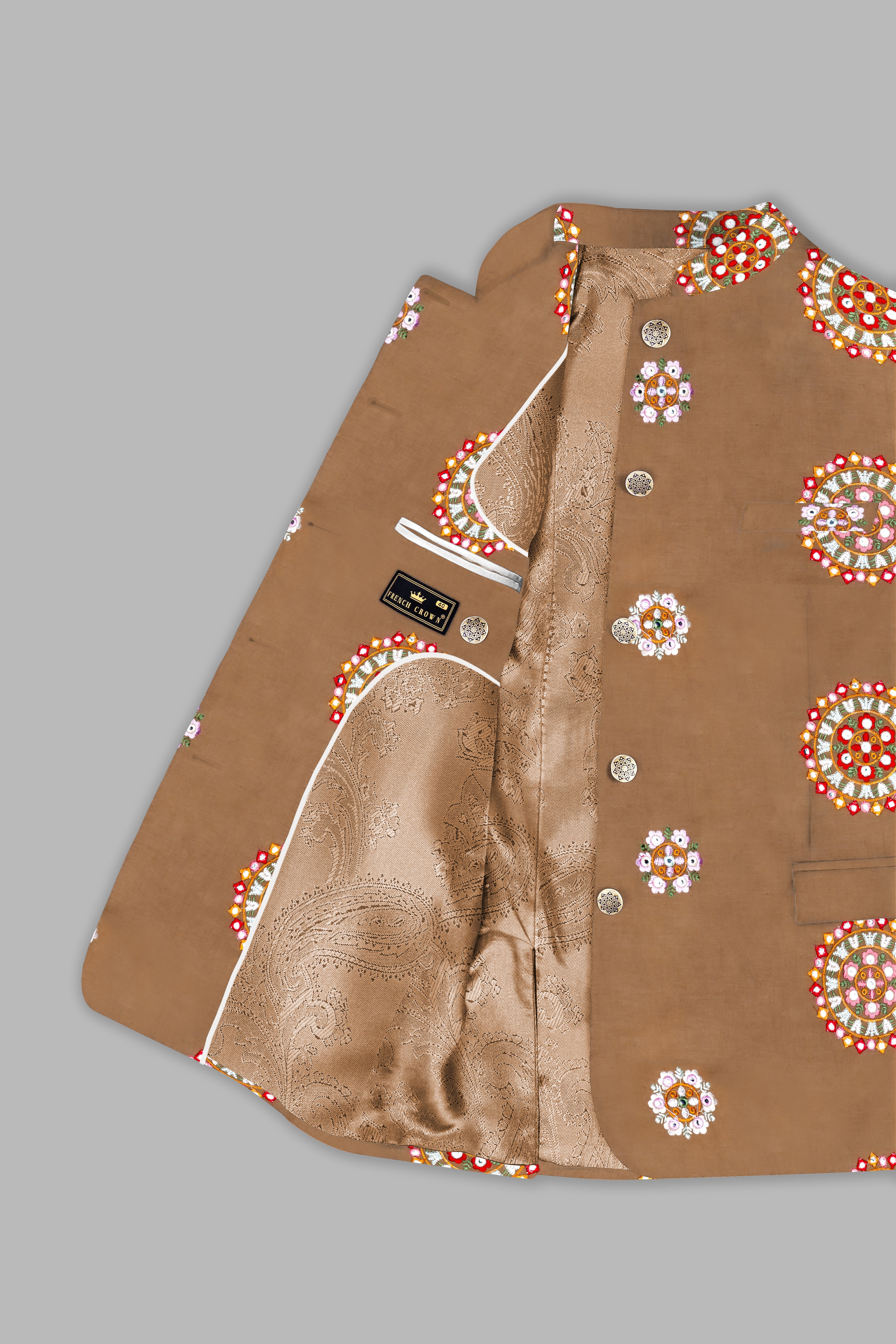 Spicy Mix Brown With Shisha work Embroidered Bandhgala Jodhpuri