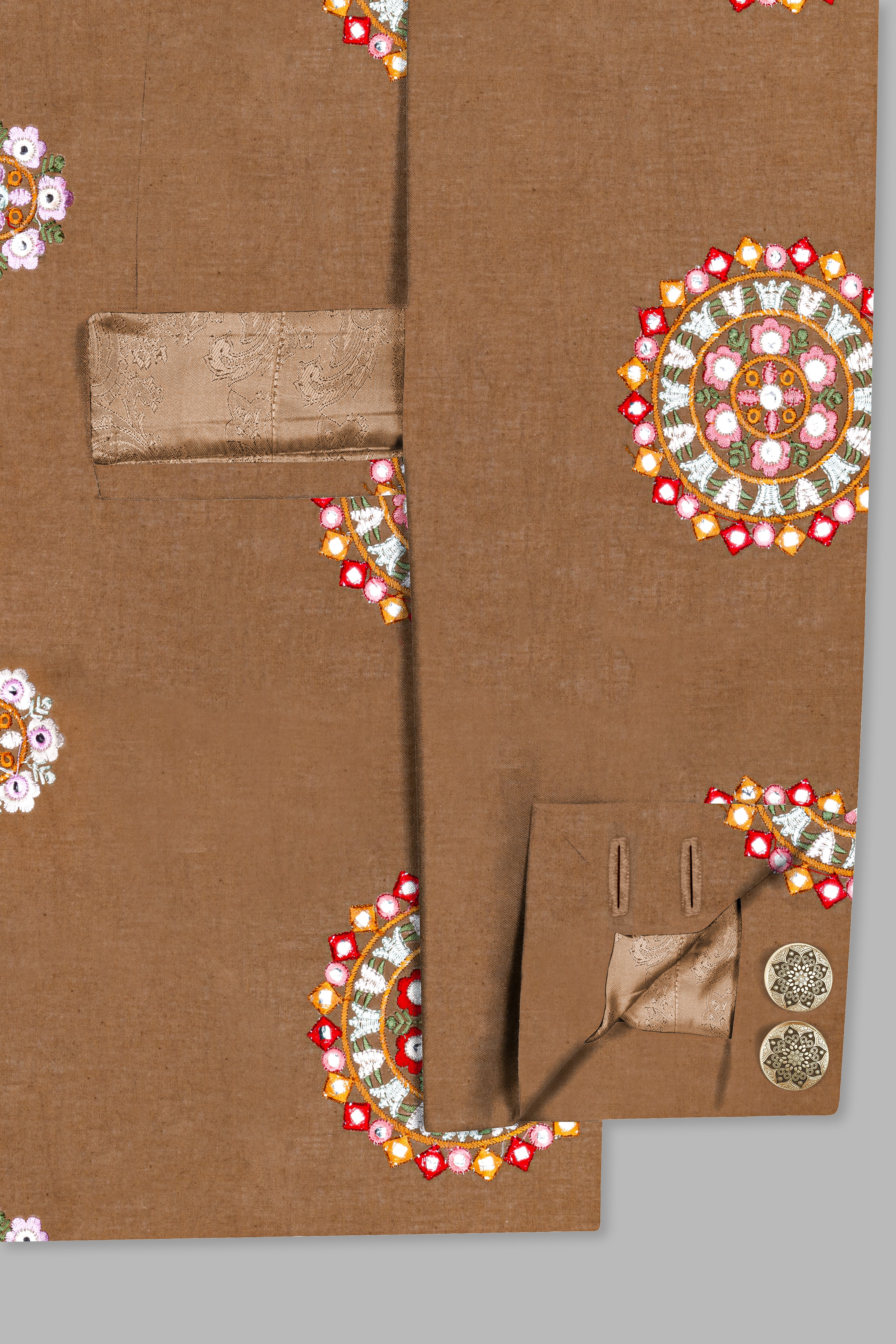 Spicy Mix Brown With Shisha work Embroidered Bandhgala Jodhpuri