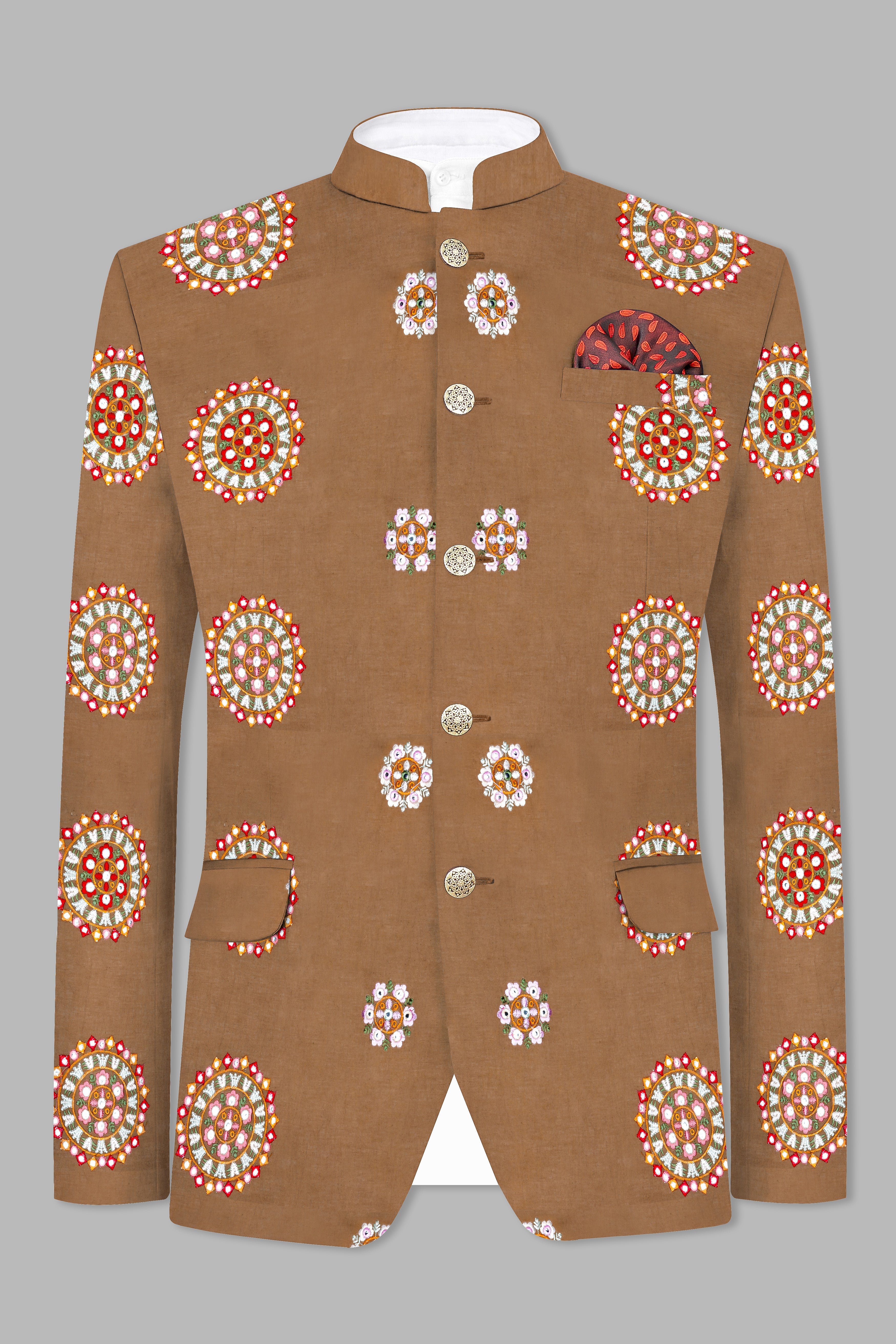 Spicy Mix Brown With Shisha work Embroidered Bandhgala Jodhpuri