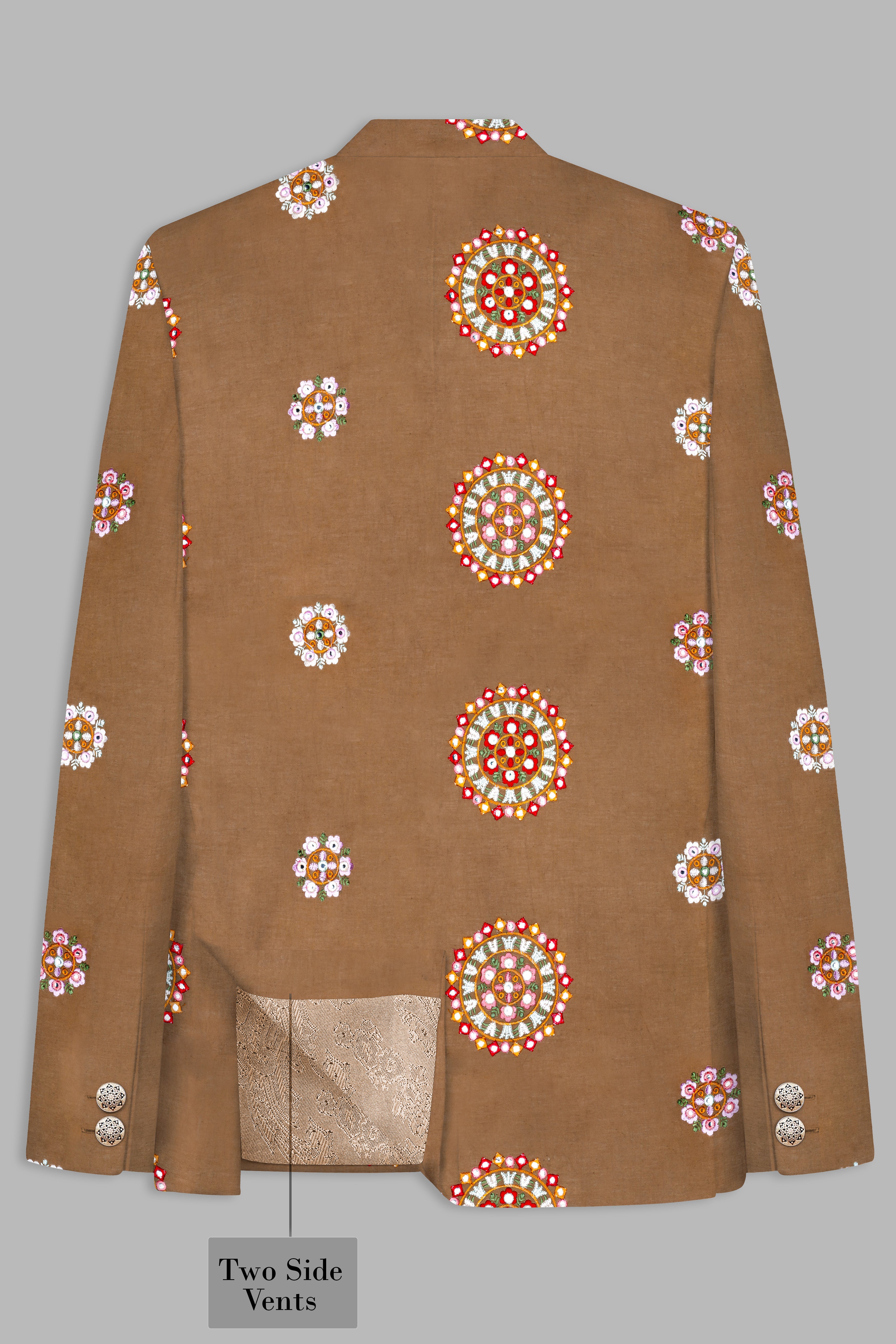 Spicy Mix Brown With Shisha work Embroidered Bandhgala Jodhpuri