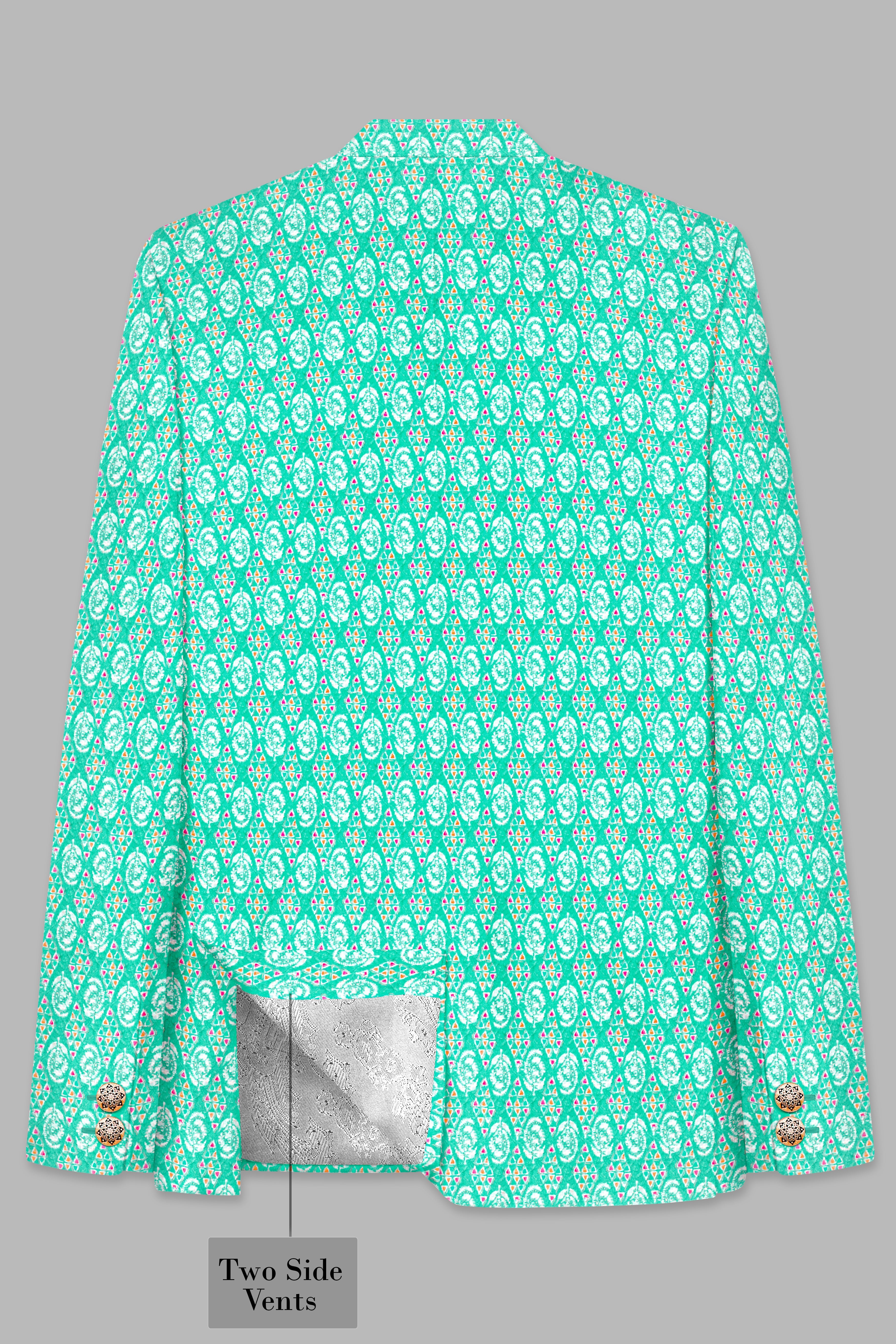 Caribbean Blue And Brilliant Rose Pink Designer Thread Embroidered Bandhgala Jodhpuri