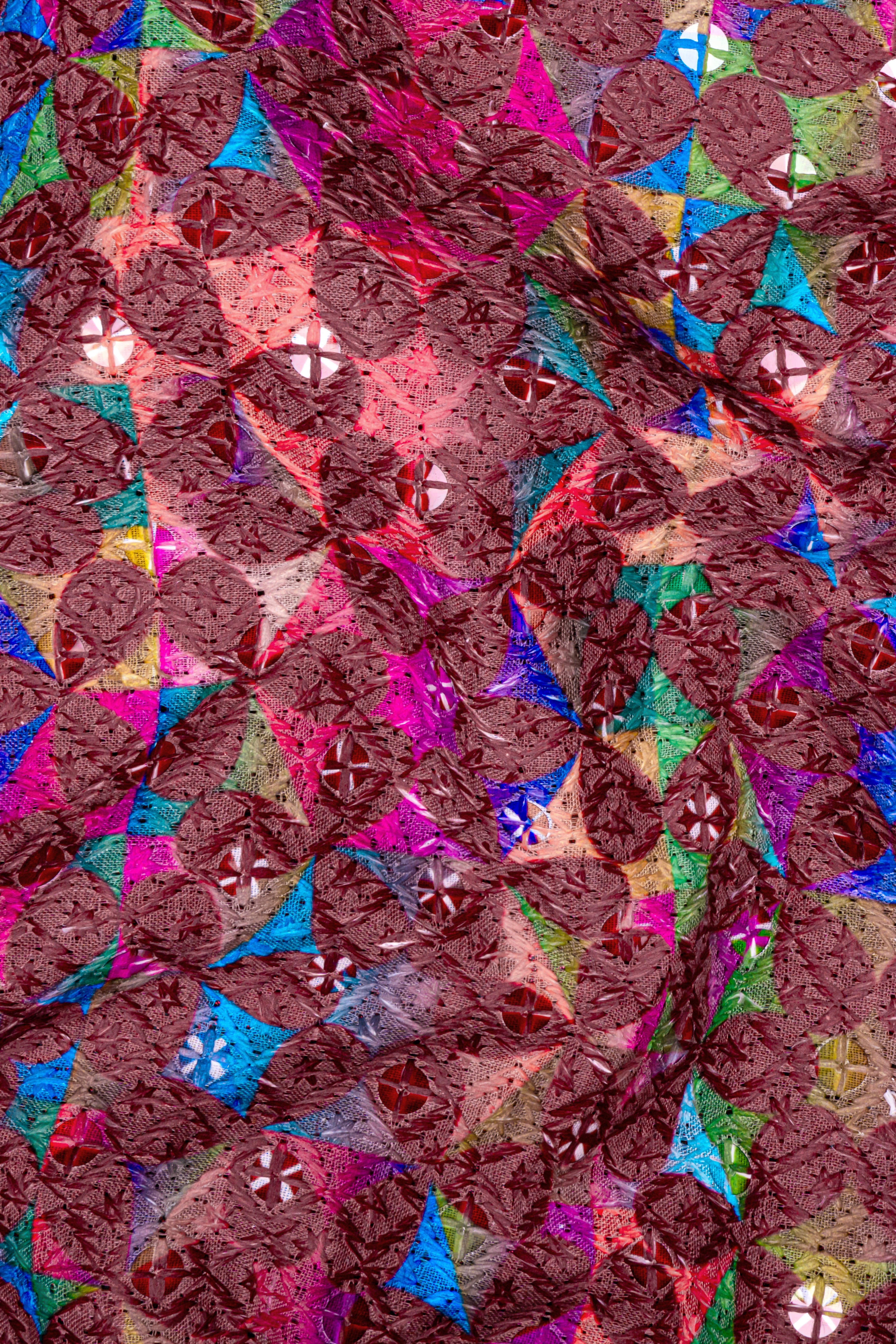 Cordovan Brown And Trendy Purple Multicolour Embroidered Cross Placket Bandhgala Jodhpuri