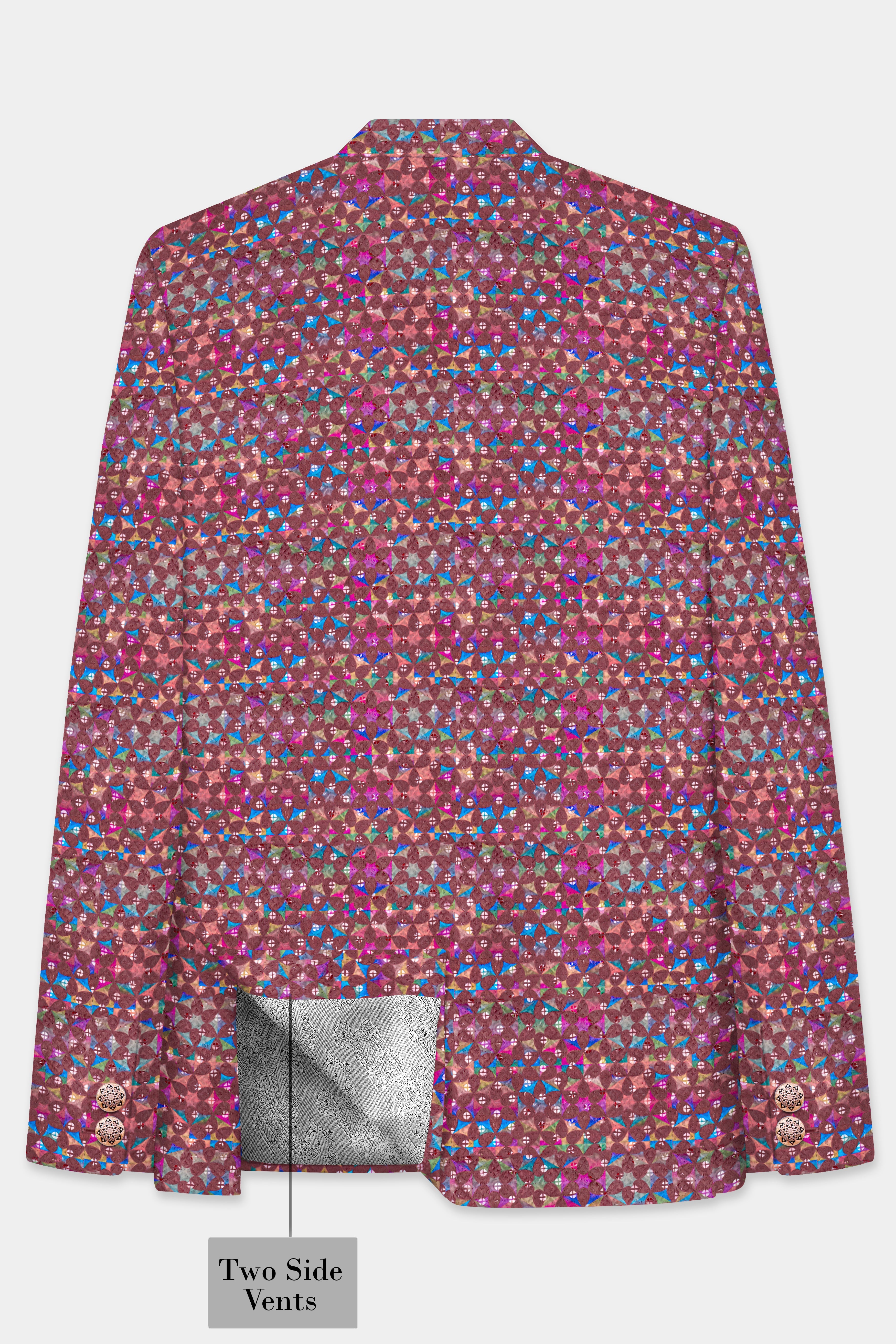 Cordovan Brown And Trendy Purple Multicolour Embroidered Cross Placket Bandhgala Jodhpuri