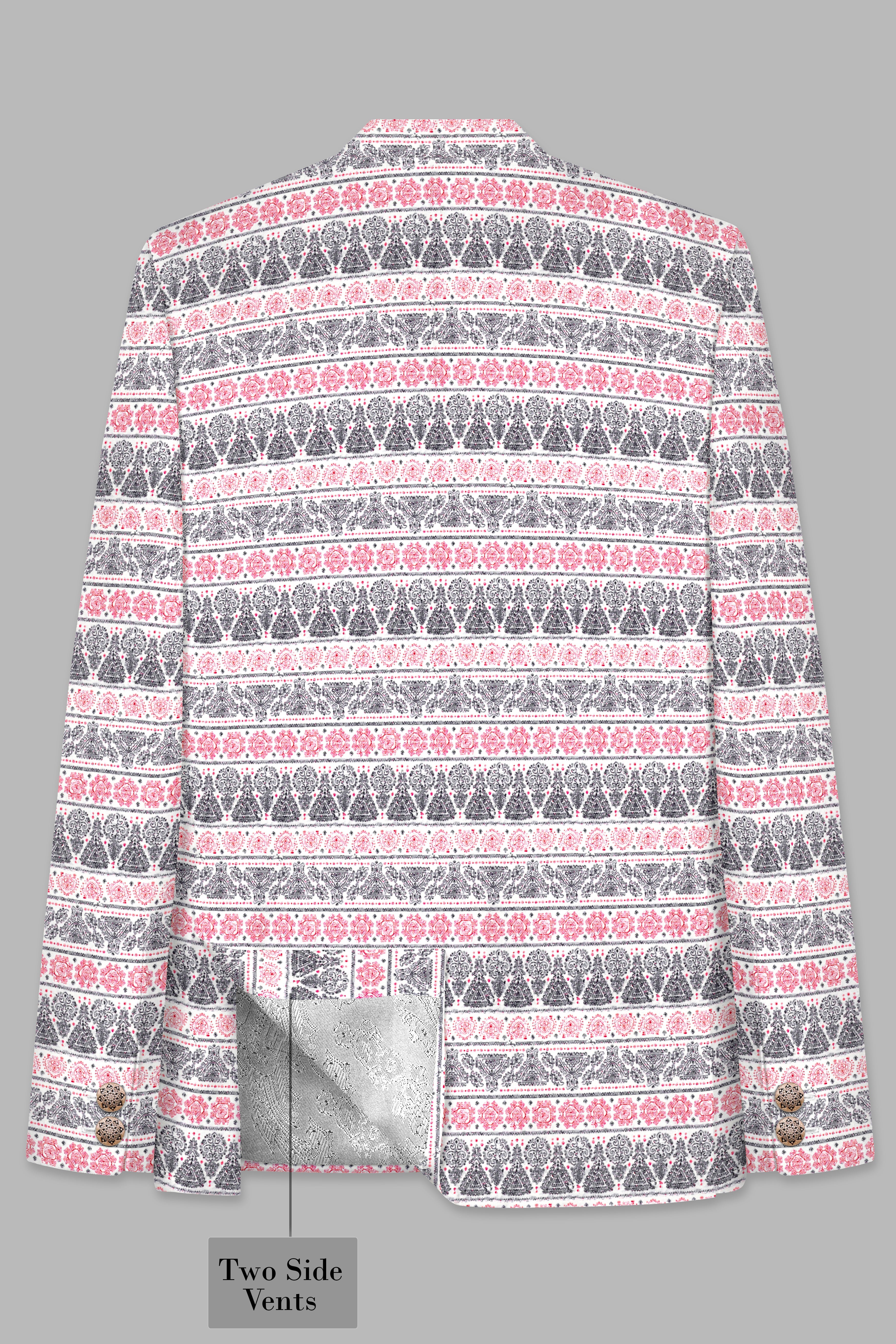 Brink Pink And jade Black Striped Designer Cross Placket Bandhgala Jodhpuri