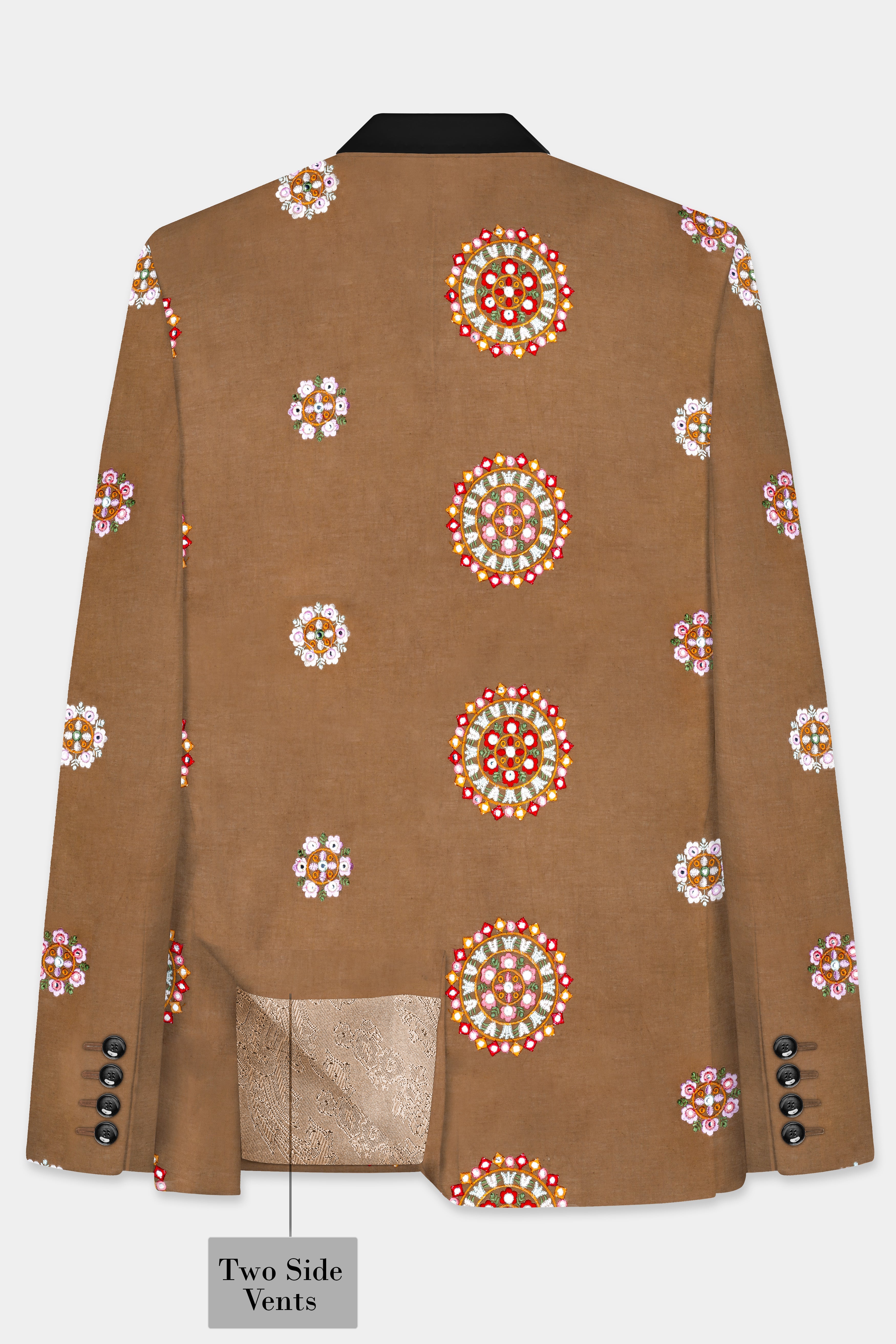 Spicy Mix Brown With Shisha work Embroidered Tuxedo Blazer