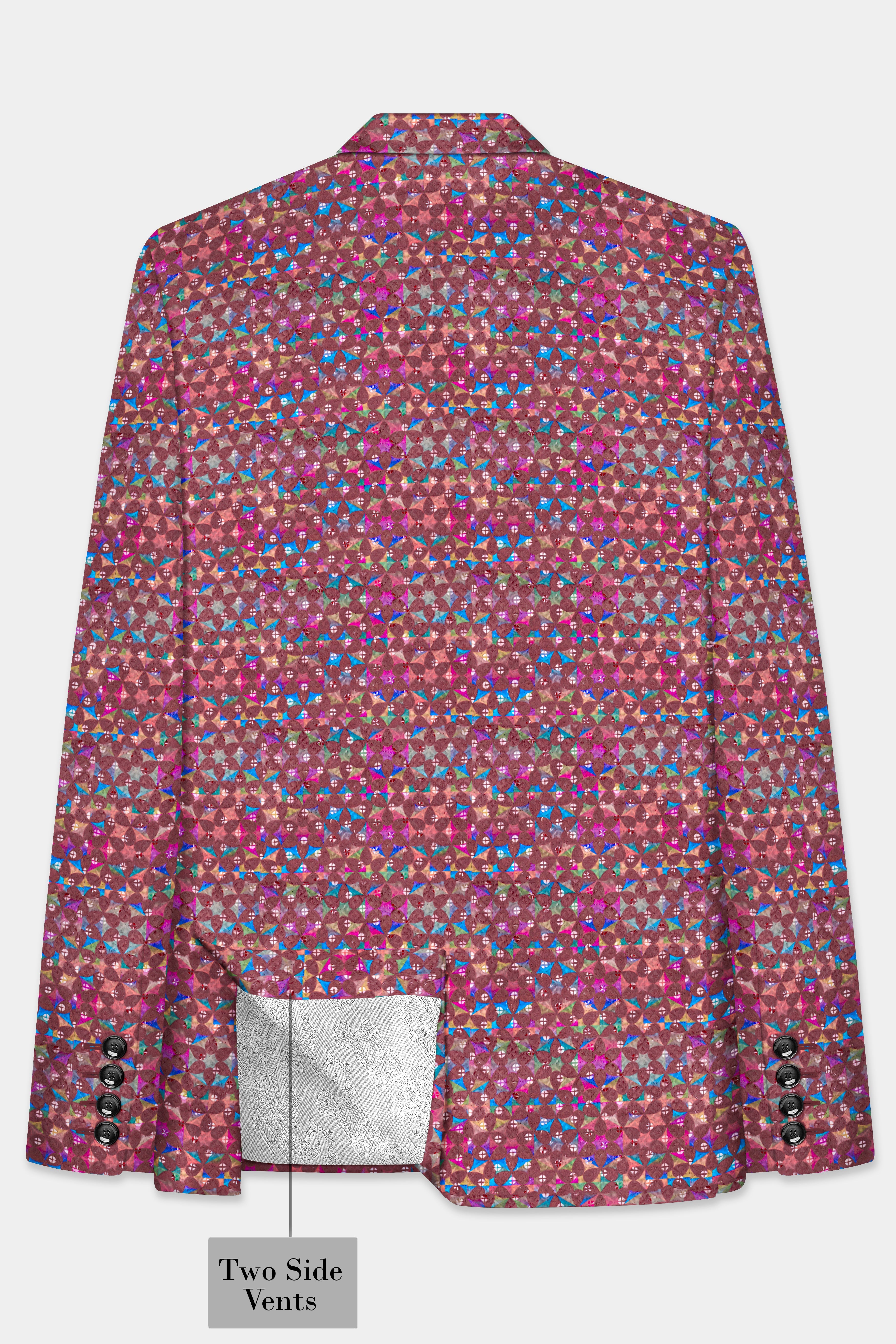 Cordovan Brown And Trendy Purple Multicolour Embroidered Peak Lapel Tuxedo Blazer