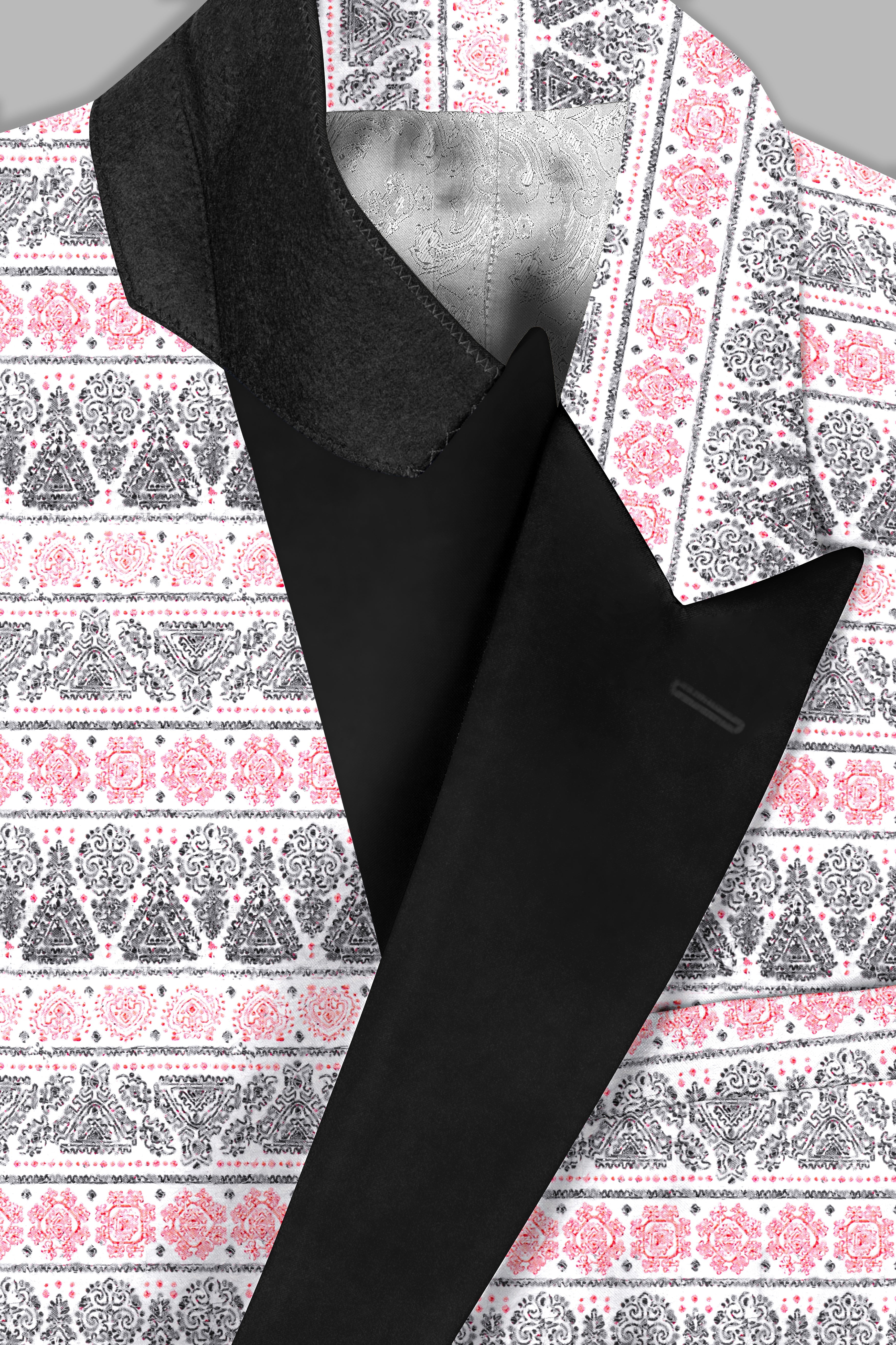 Brink Pink And jade Black Striped Designer Peak Lapel Tuxedo Blazer
