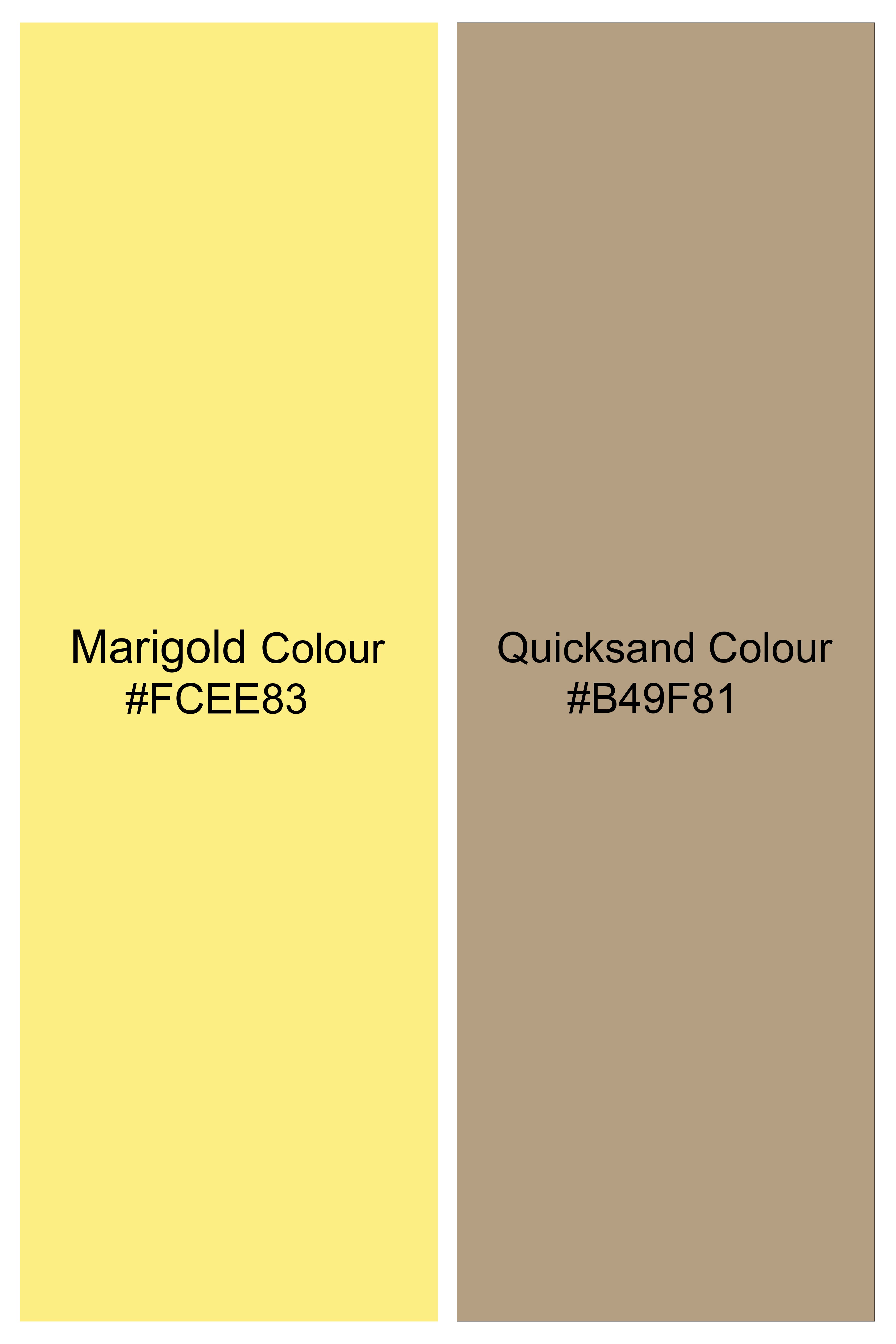 Marigold Yellow And Quicksand Brown Thread Embroidered Peak Lapel Tuxedo Blazer