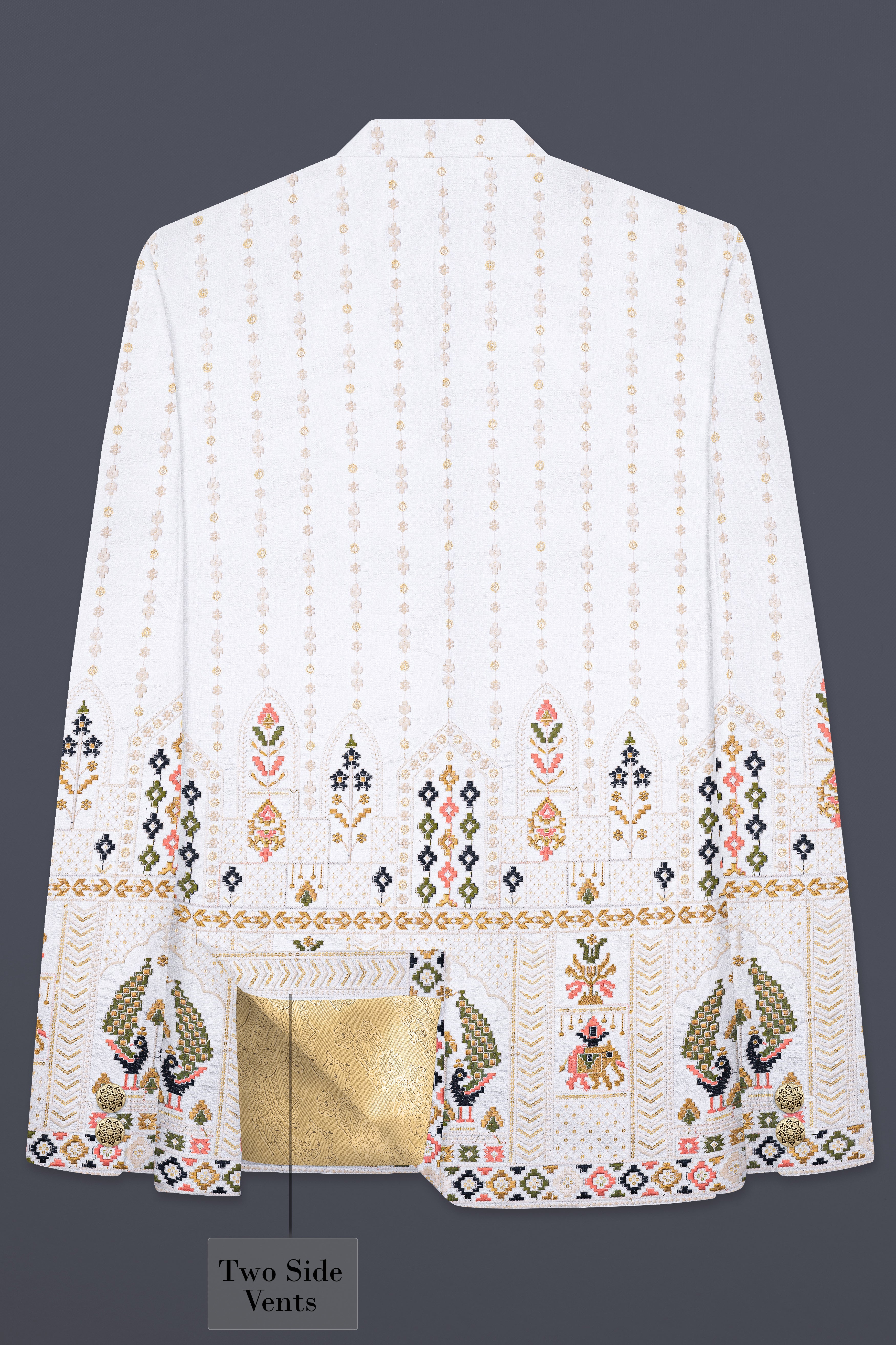 Off White Multicolor Sequin and thread Embroidered Bandhgala Jodhpuri