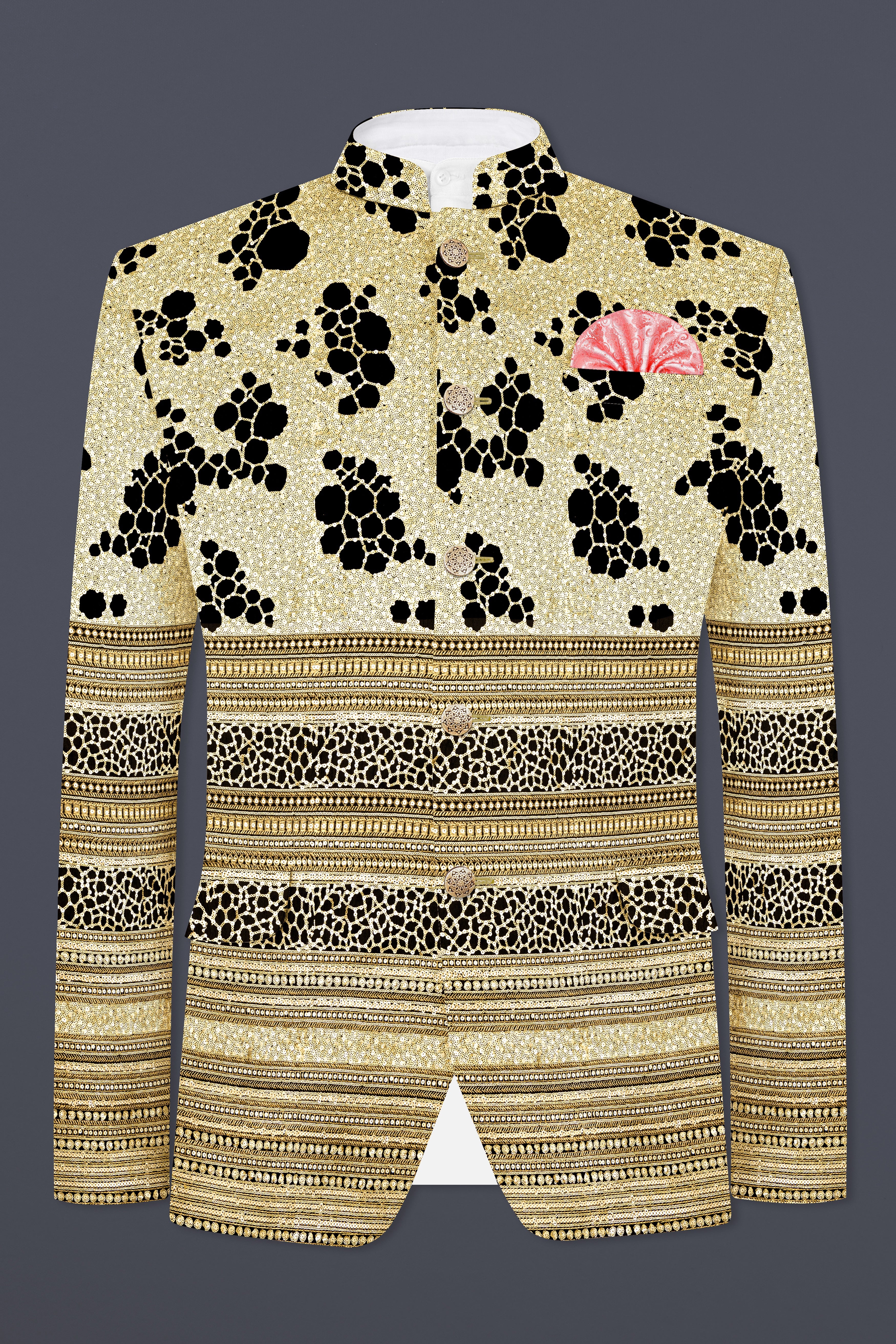 Jade Black Heavy Sequins Work Designer Bandhgala Jodhpuri